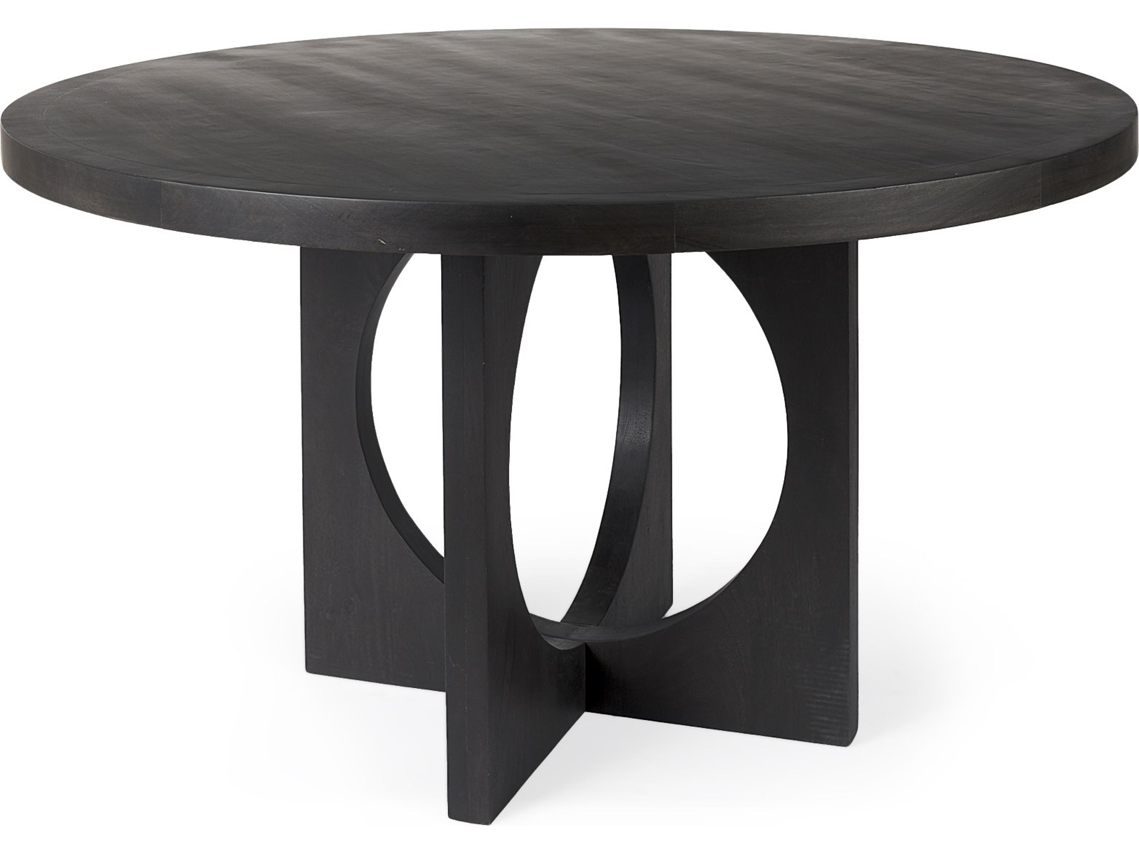 Liesl 54.L x 54.0W x 30.0H Black Wood W/ Circular Top Dining Table