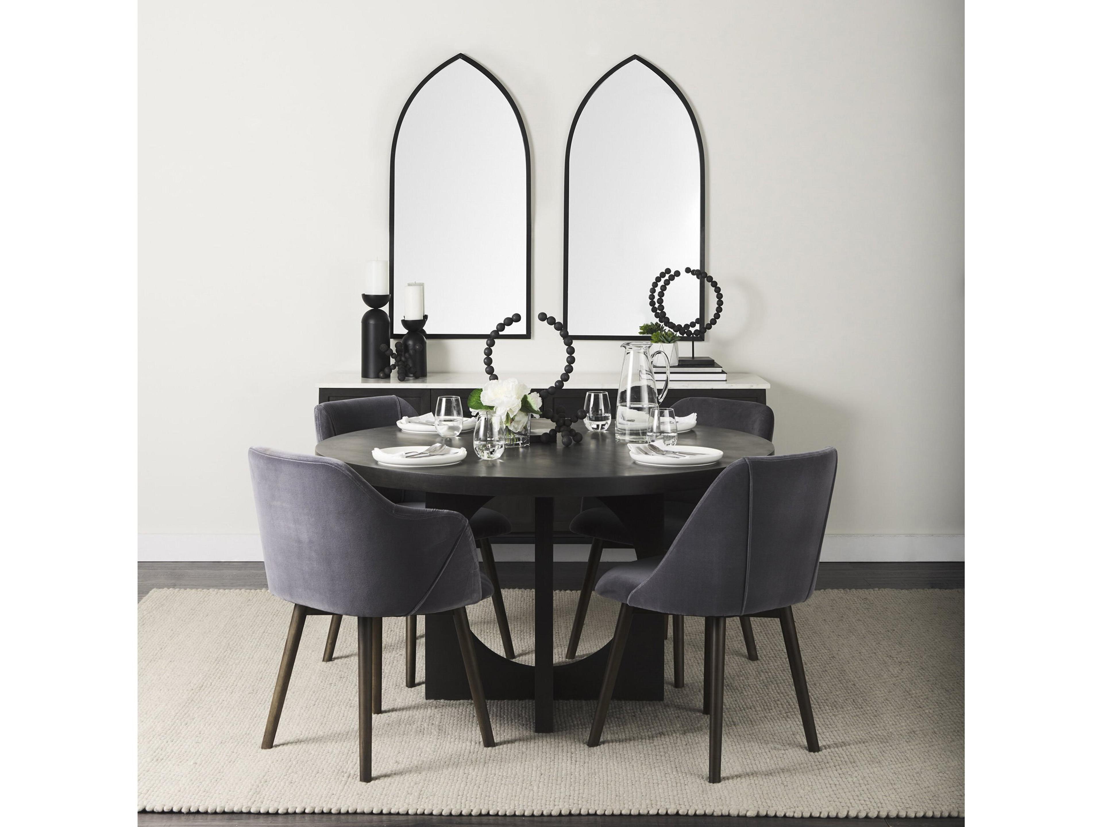 Mercana Liesl 54.L x 54.0W x 30.0H Black Wood W/ Circular Top Dining Table