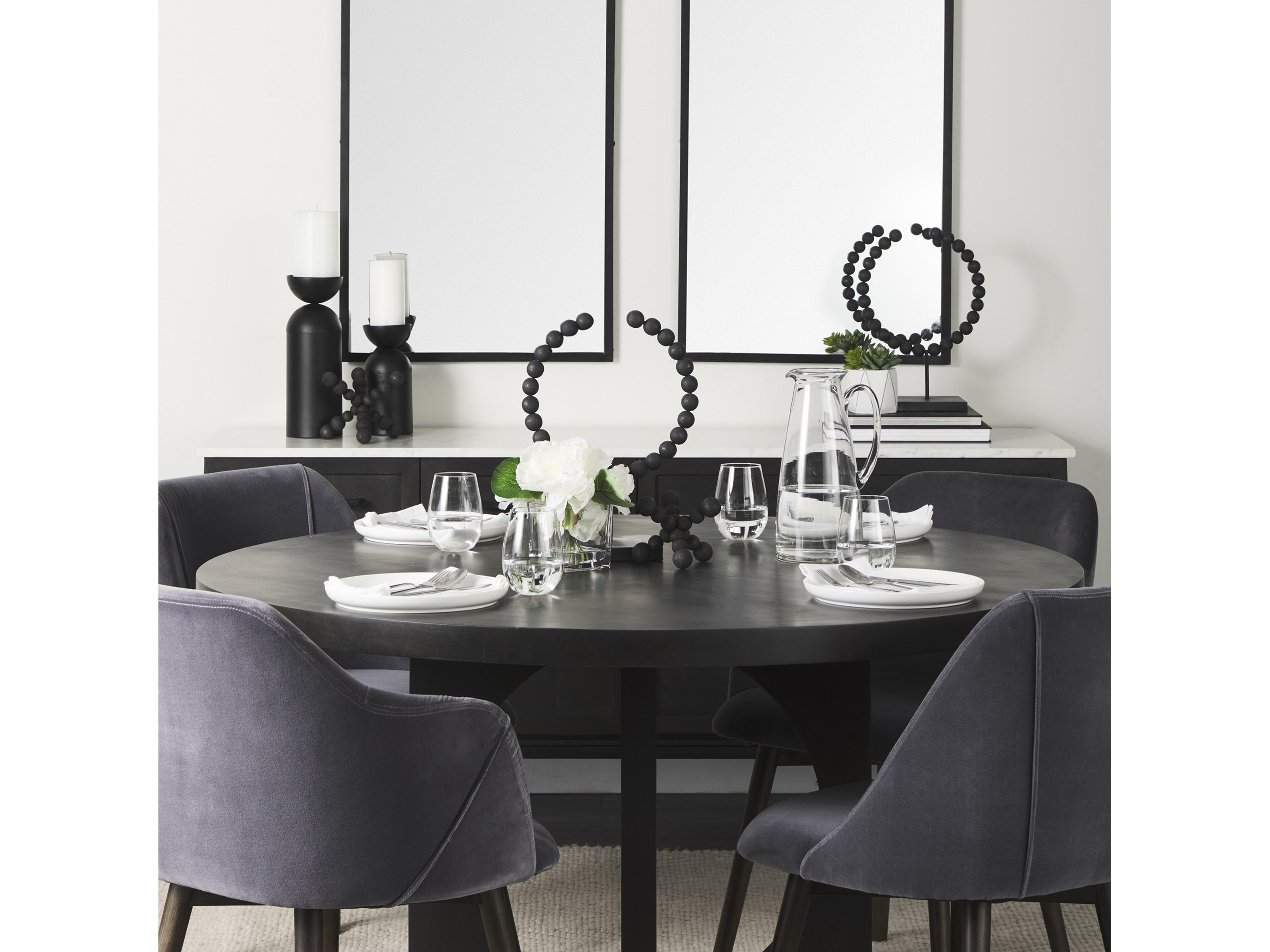 Mercana Liesl 54.L x 54.0W x 30.0H Black Wood W/ Circular Top Dining Table