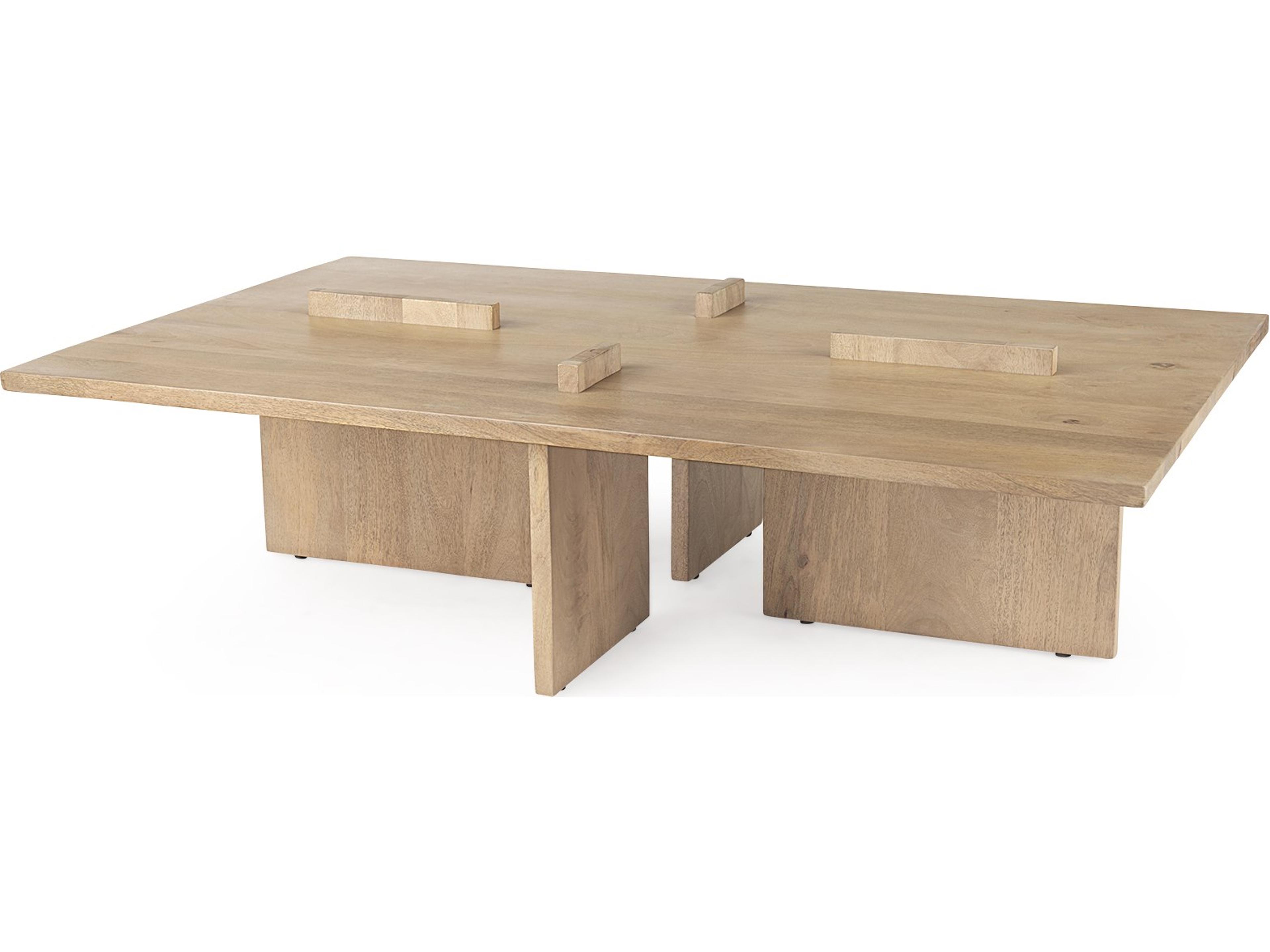 Aida 56 x 34 Rectangular Light Brown Wood Coffee Table