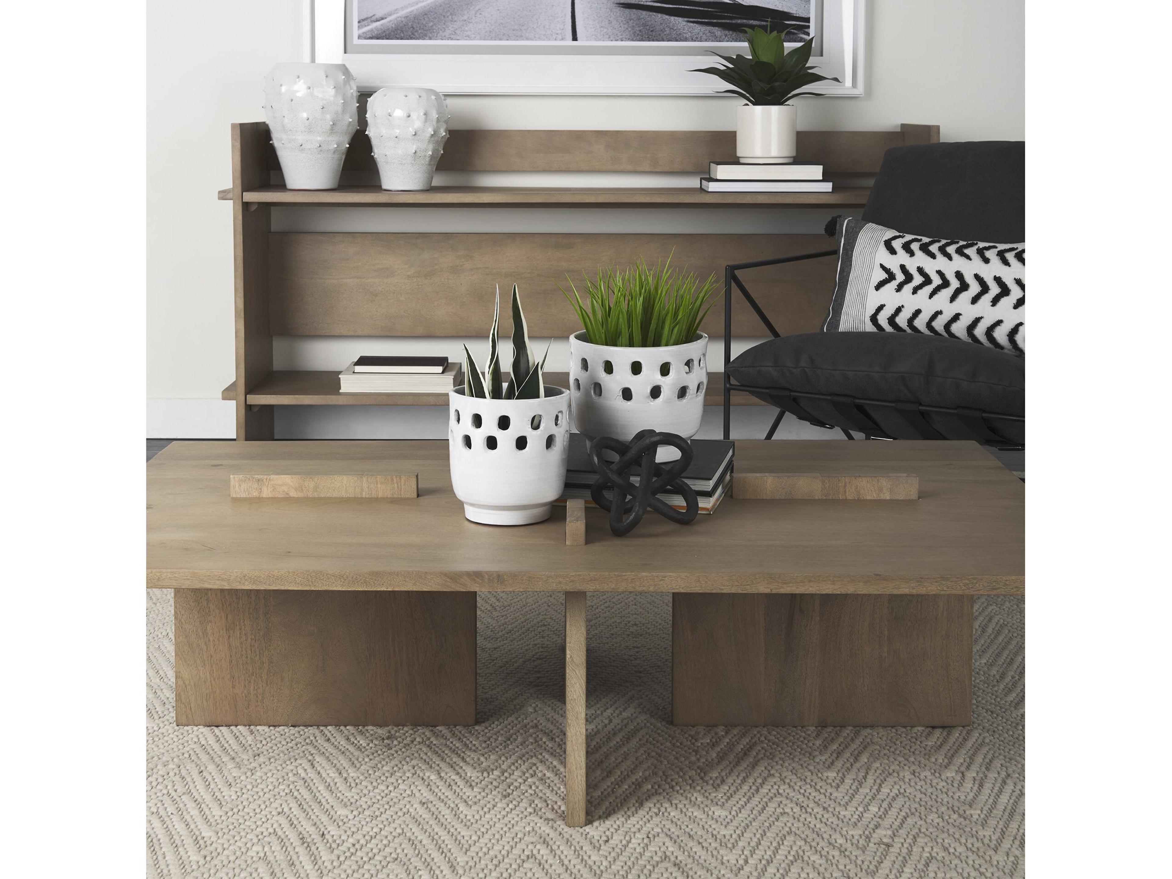 Mercana Aida 56 x 34 Rectangular Light Brown Wood Coffee Table