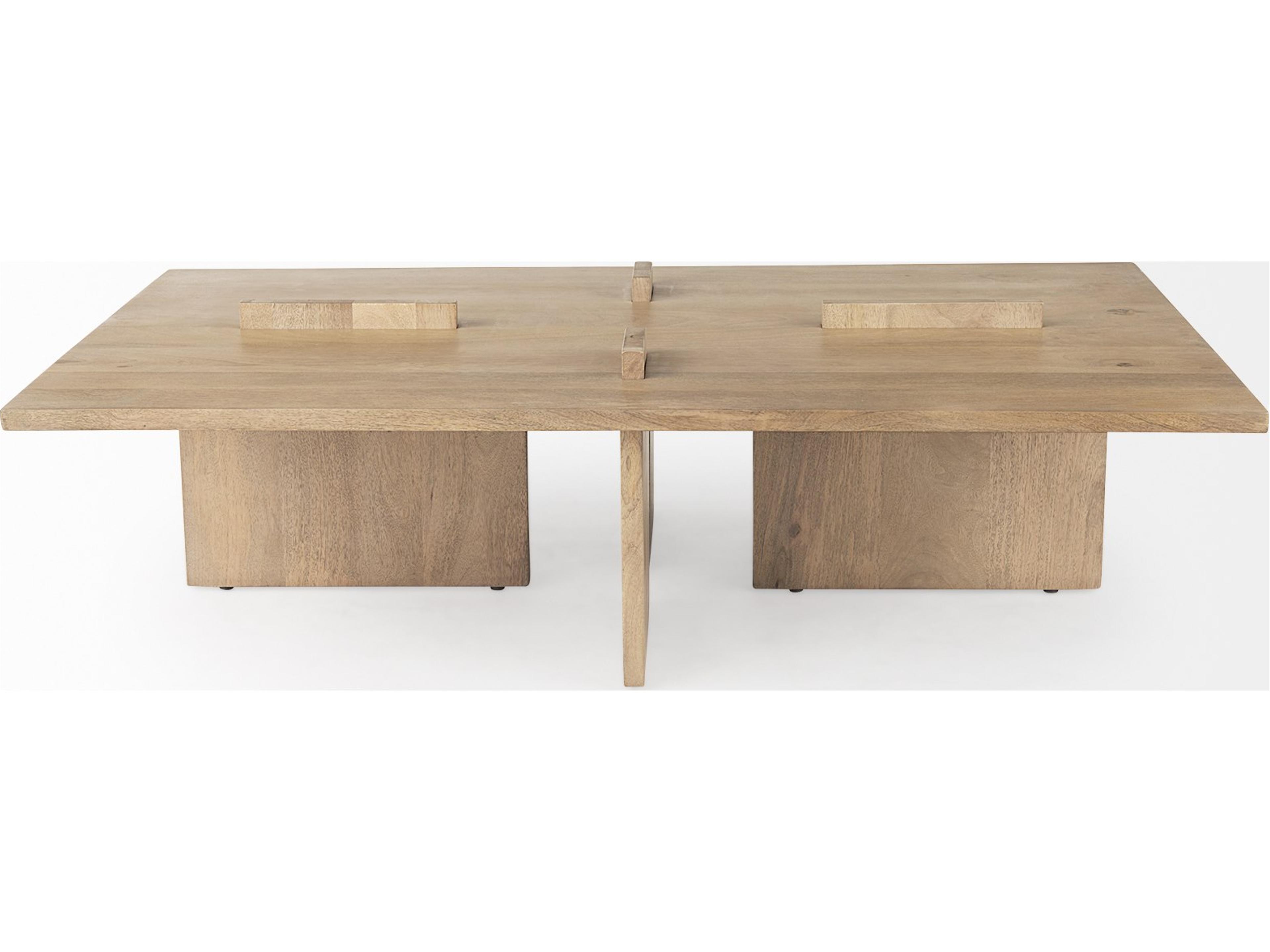 Mercana Aida 56 x 34 Rectangular Light Brown Wood Coffee Table