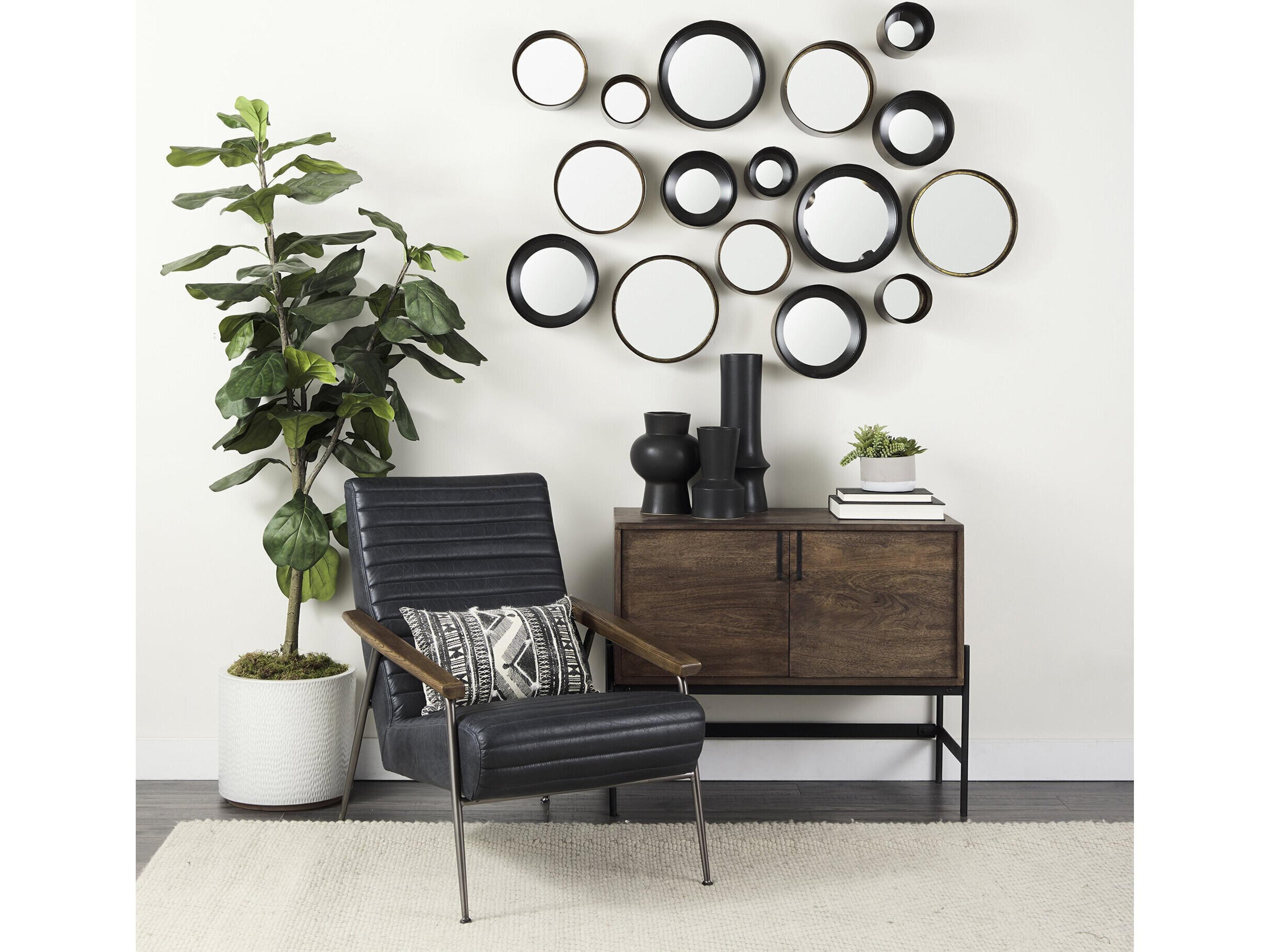 Mercana Glenn 38L x 16W x 30H Dark Brown Wood w/ Black Iron Frame, 2 Door Accent Cabinet