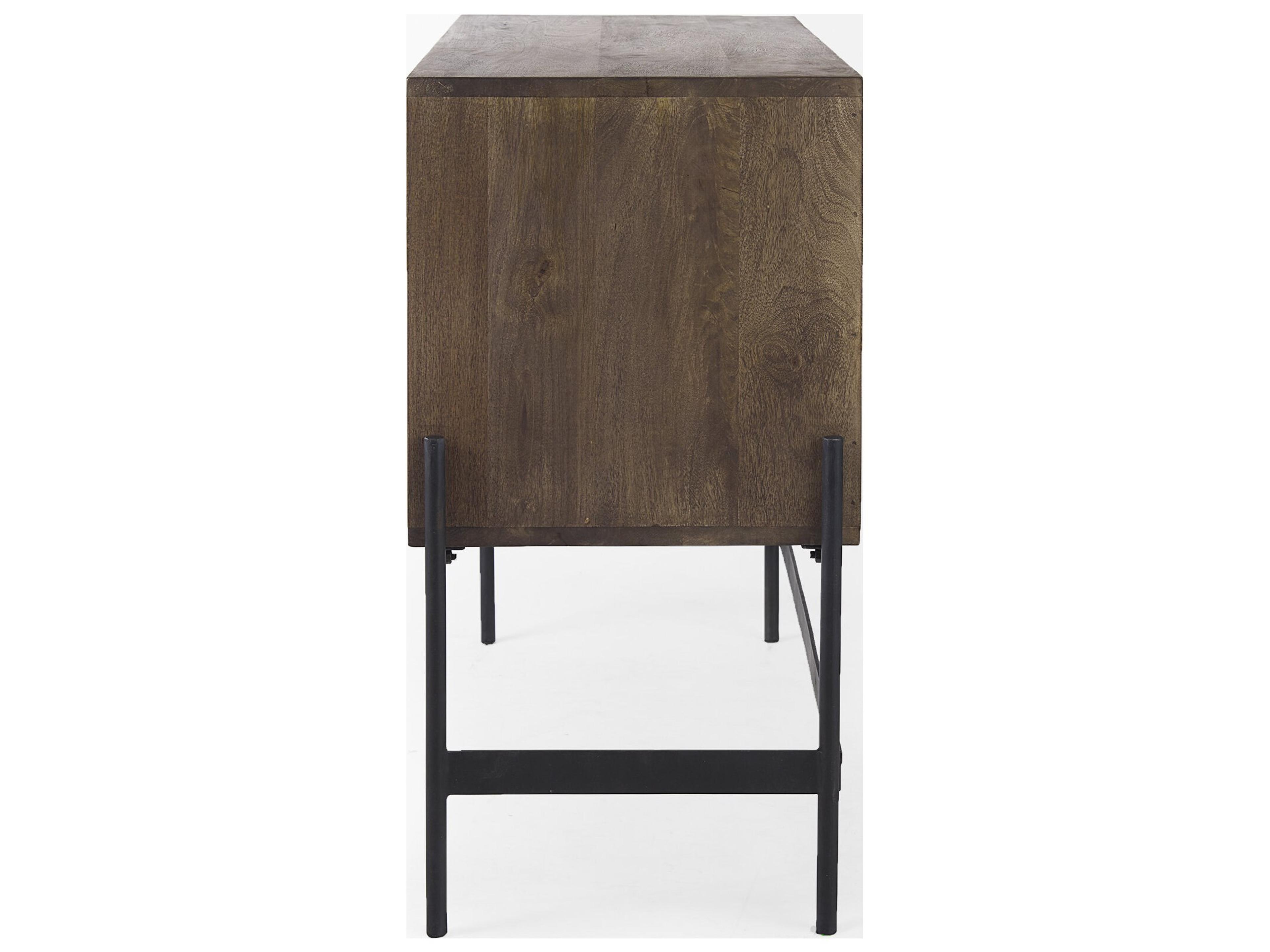 Mercana Glenn 38L x 16W x 30H Dark Brown Wood w/ Black Iron Frame, 2 Door Accent Cabinet