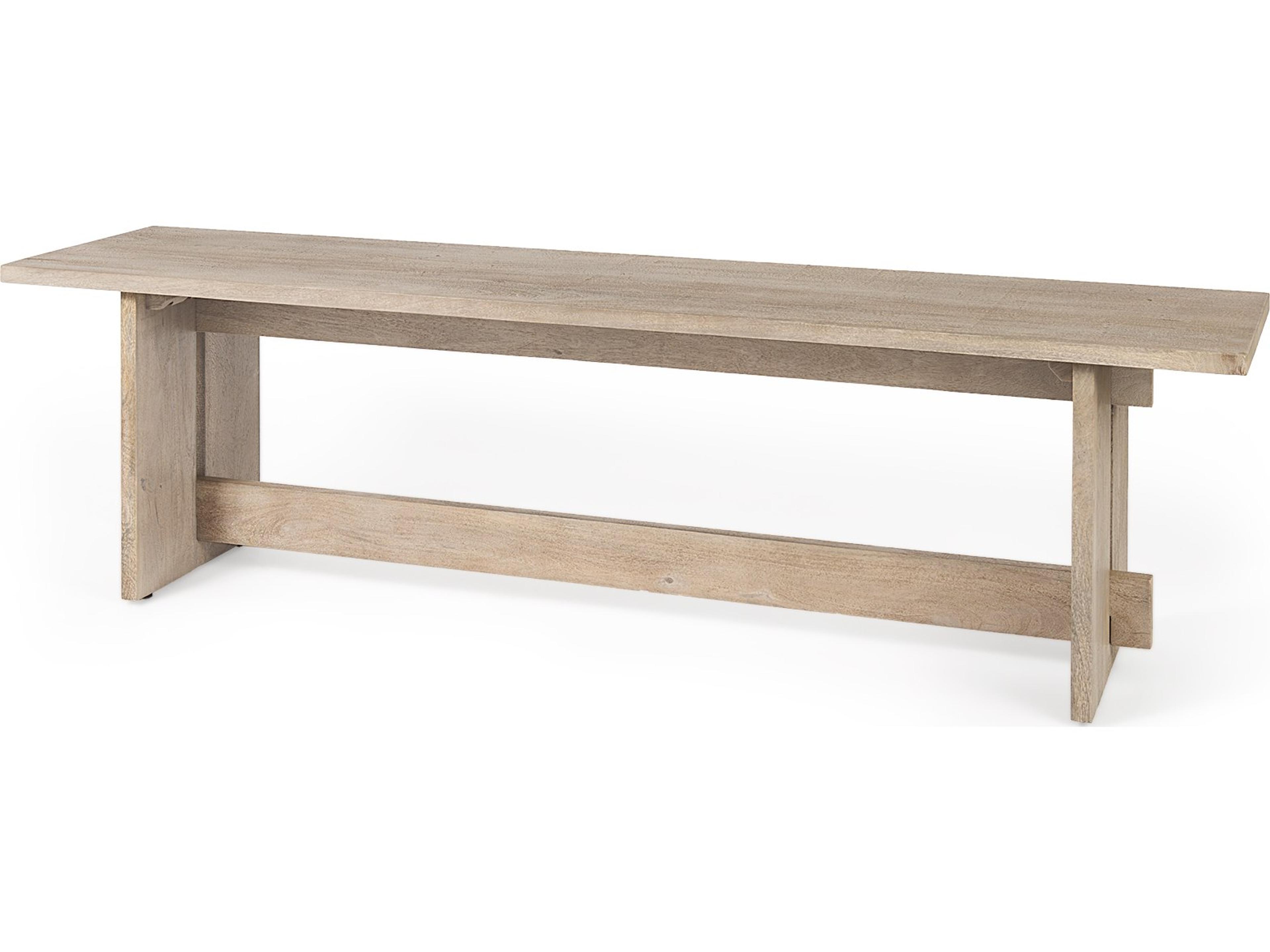 Aida 18H Light Gray Wood Dining Bench