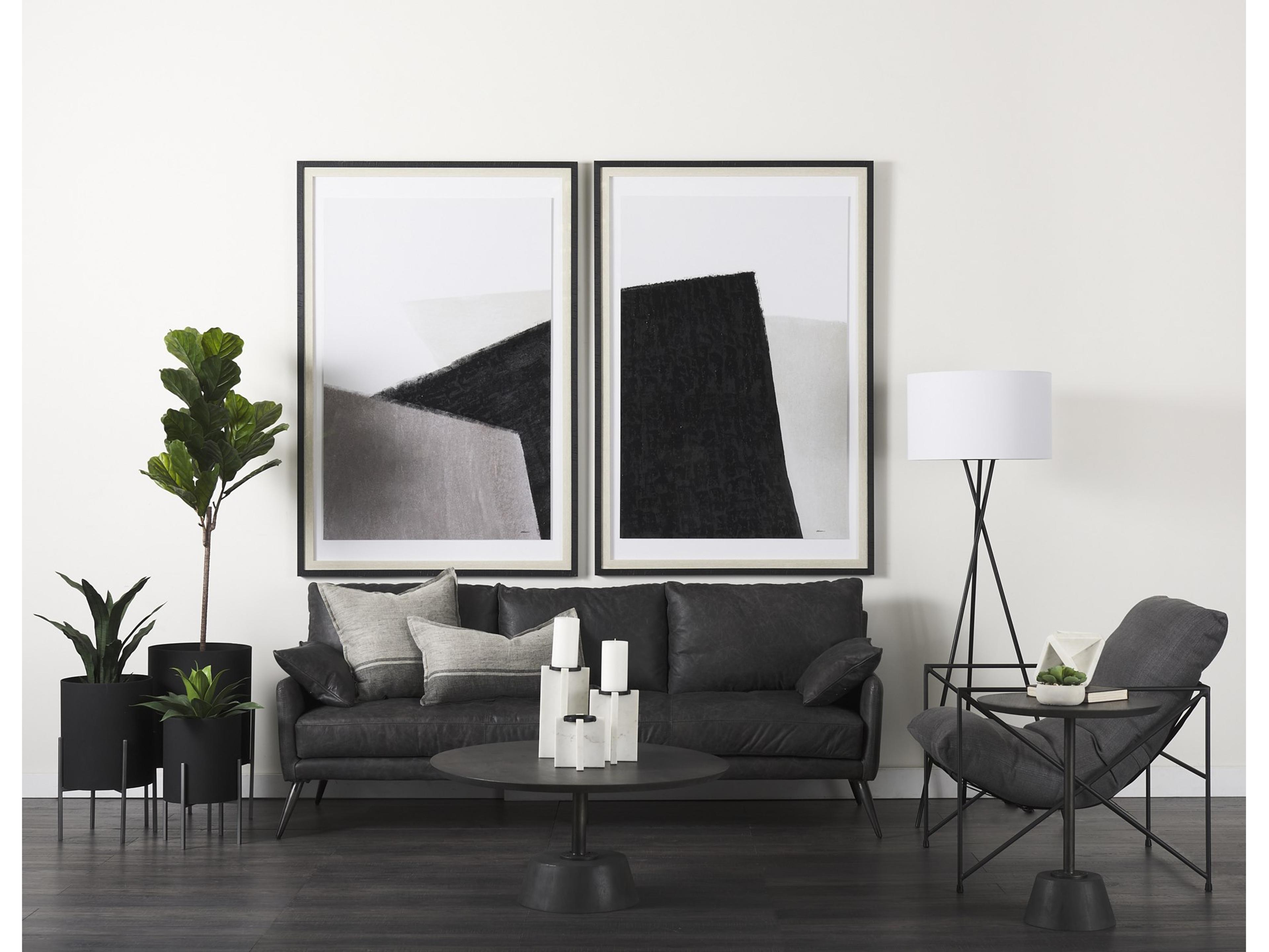 Mercana Maxwell 20" Round Dark Brown Wood w/ Black Metal Pedestal Side Table