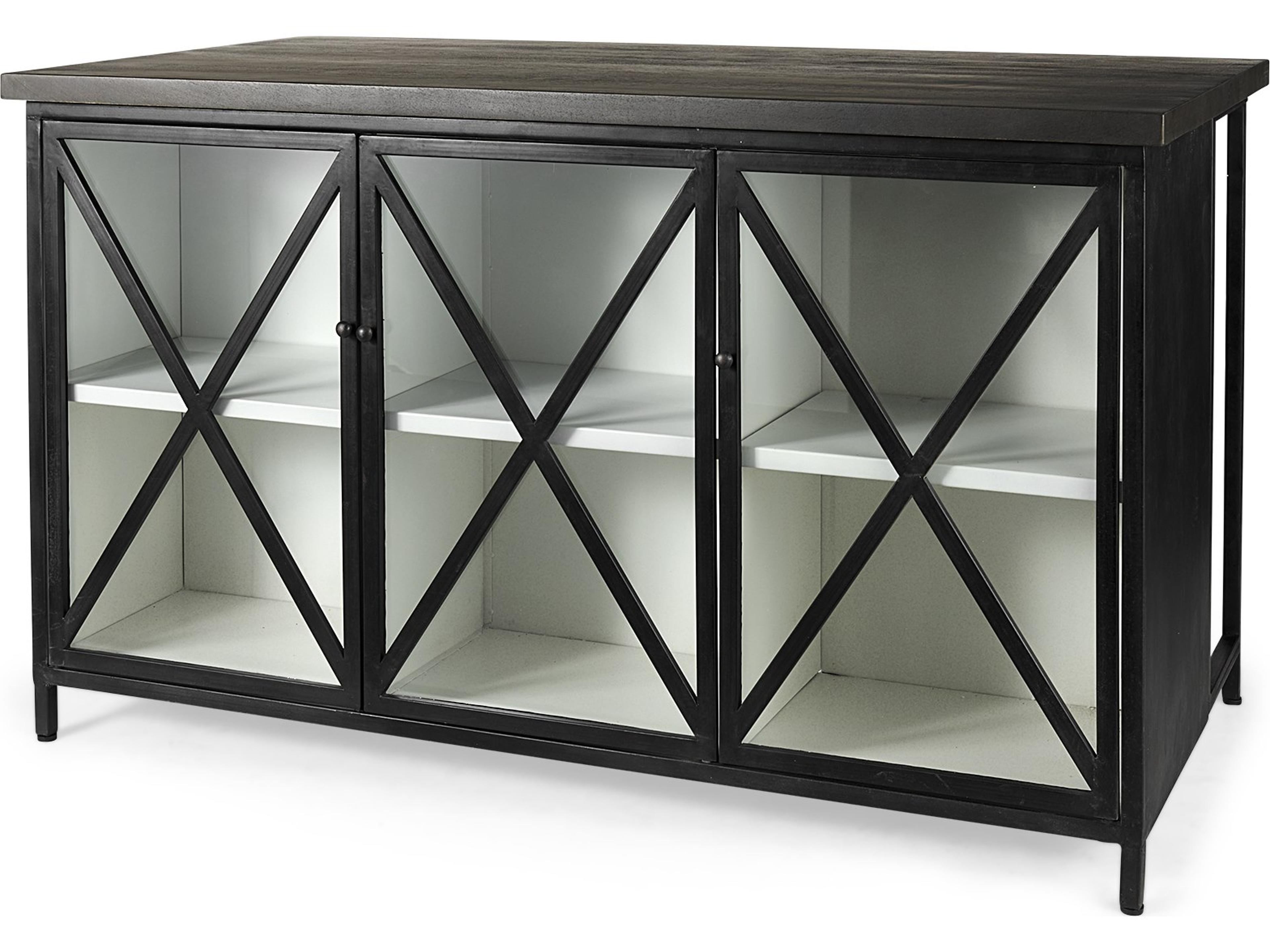 Dimitra 62.0L x 32.0W x 36.0H Dark Iron W/Glass Doors Kitchen Island