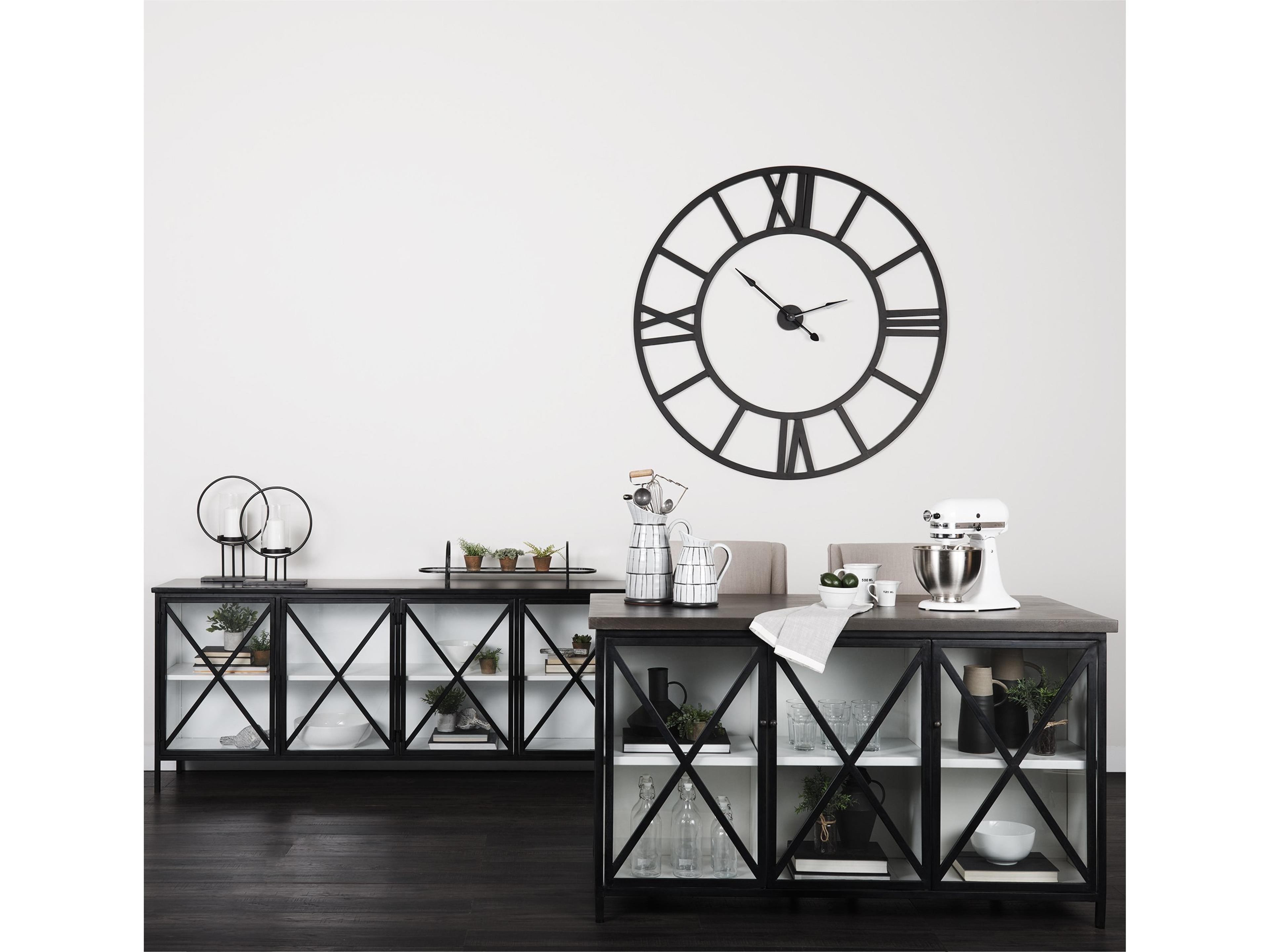 Mercana Dimitra 62.0L x 32.0W x 36.0H Dark Iron W/Glass Doors Kitchen Island