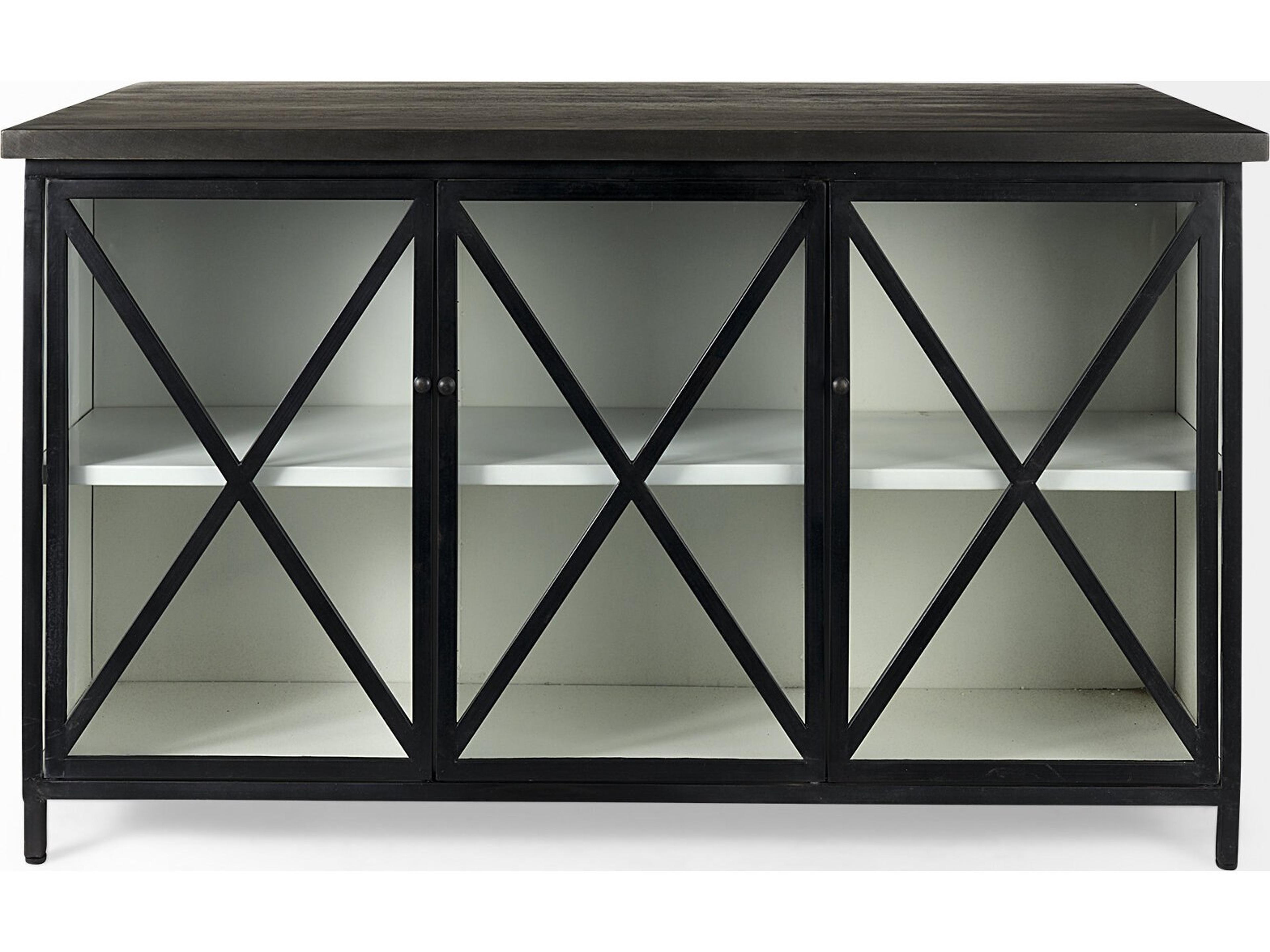 Mercana Dimitra 62.0L x 32.0W x 36.0H Dark Iron W/Glass Doors Kitchen Island