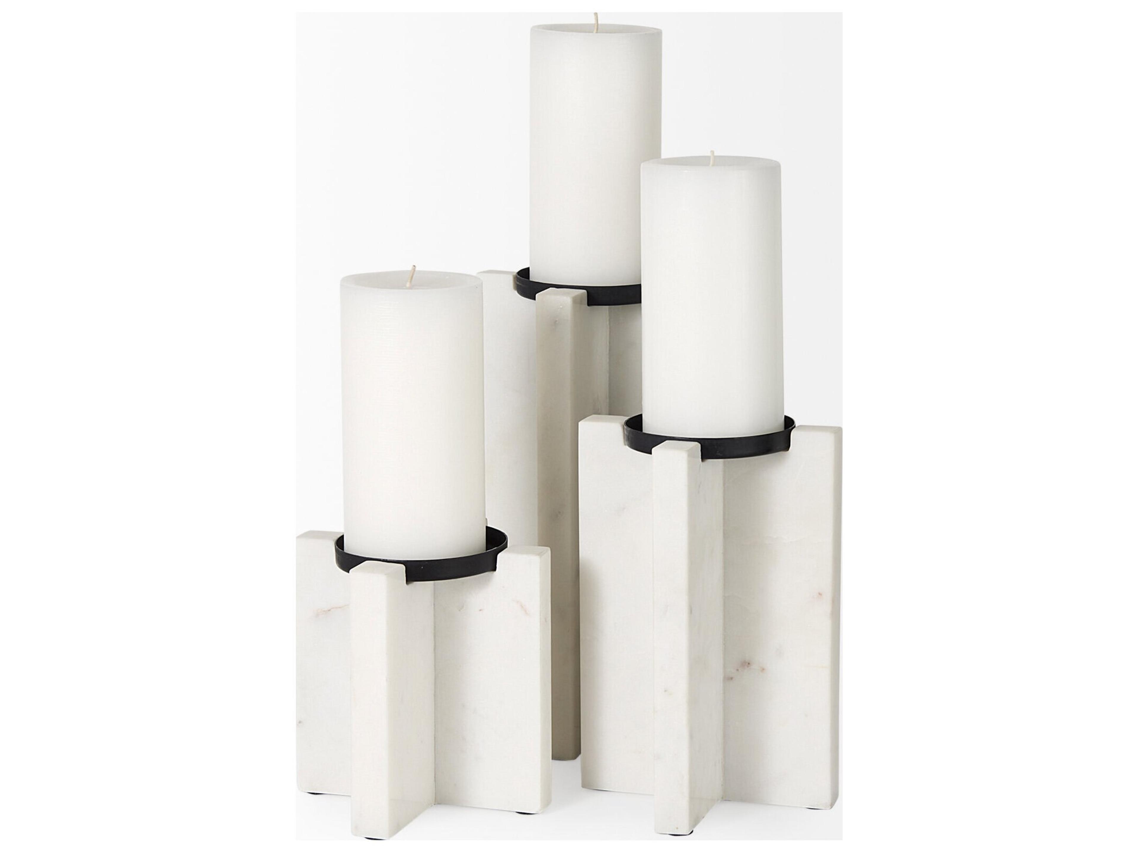 Mercana Sophia 5.5"L x 3.5"W x 10.5"H Marble Candle Holder Large