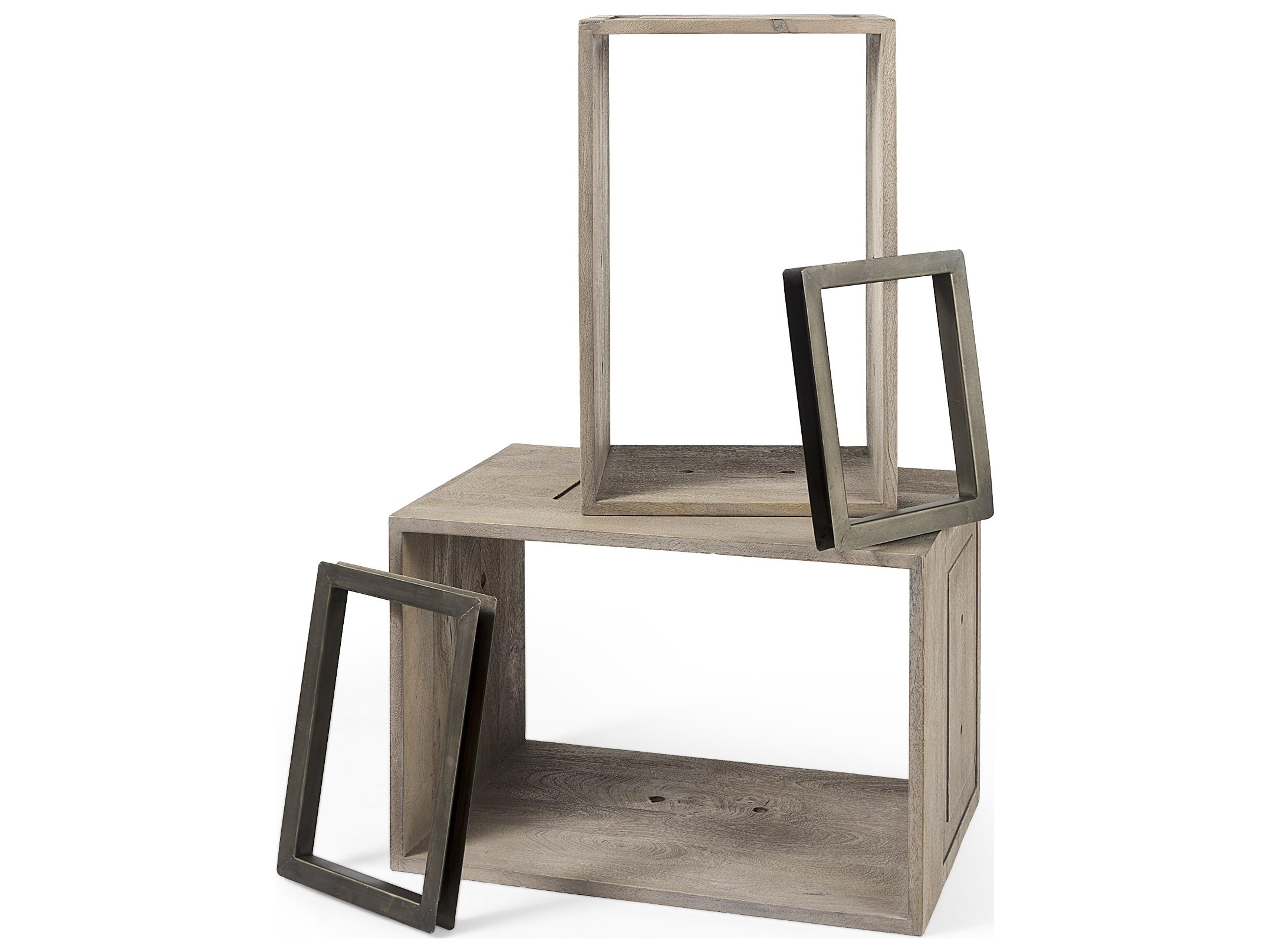 Simul (Set of 2) Light Brown Wood Modular Shelving Unit