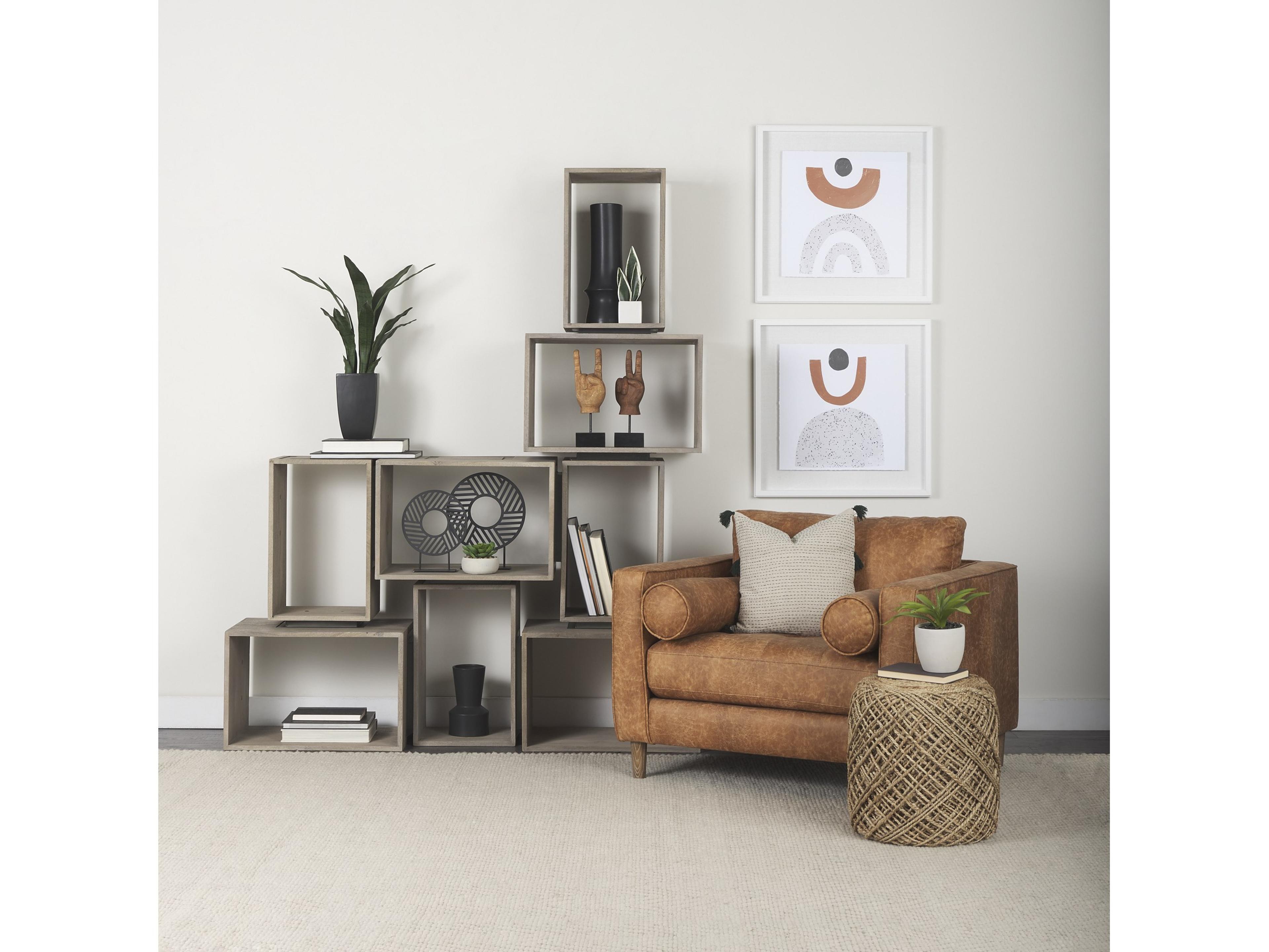 Mercana Simul (Set of 2) Light Brown Wood Modular Shelving Unit