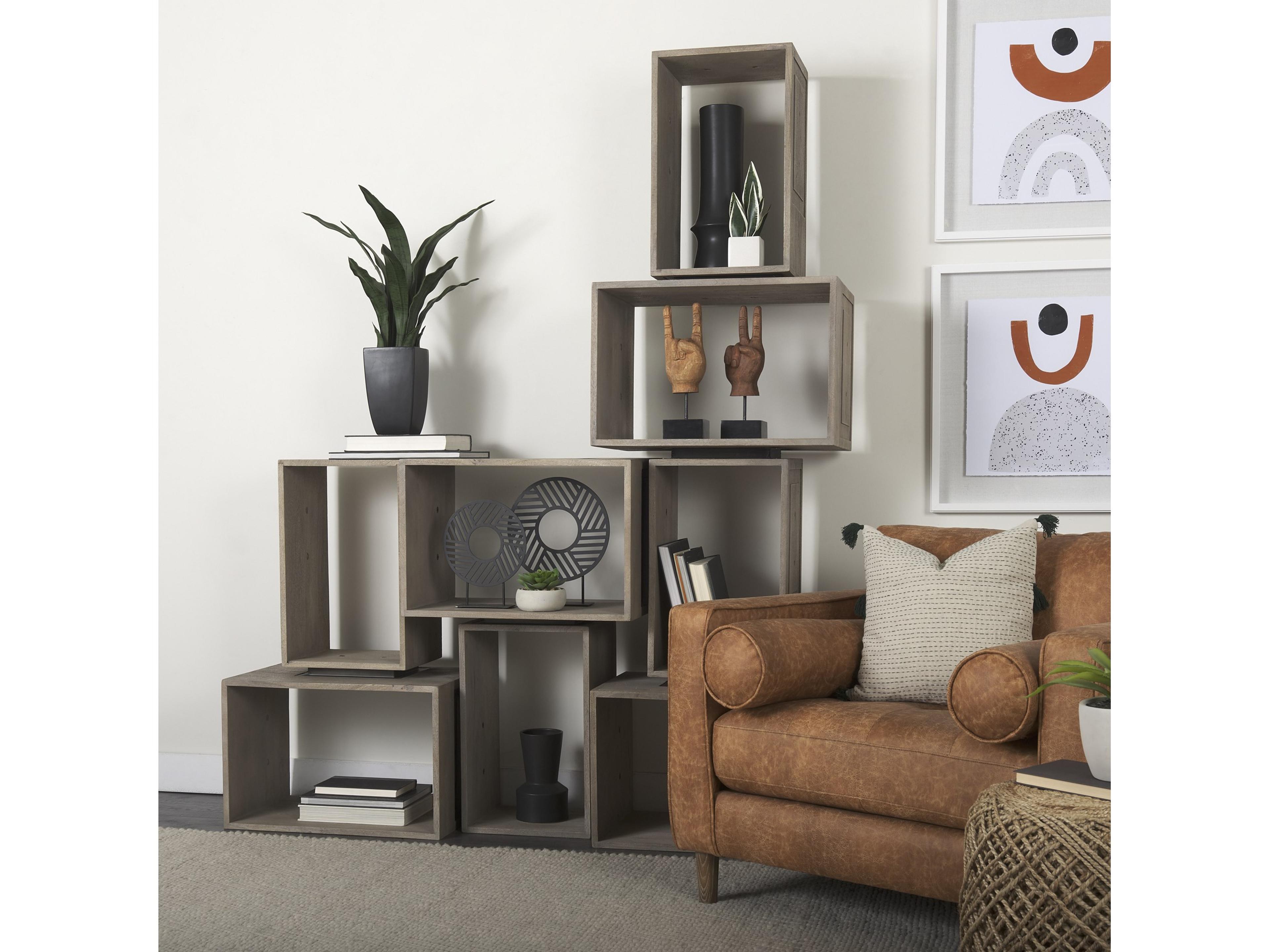Mercana Simul (Set of 2) Light Brown Wood Modular Shelving Unit