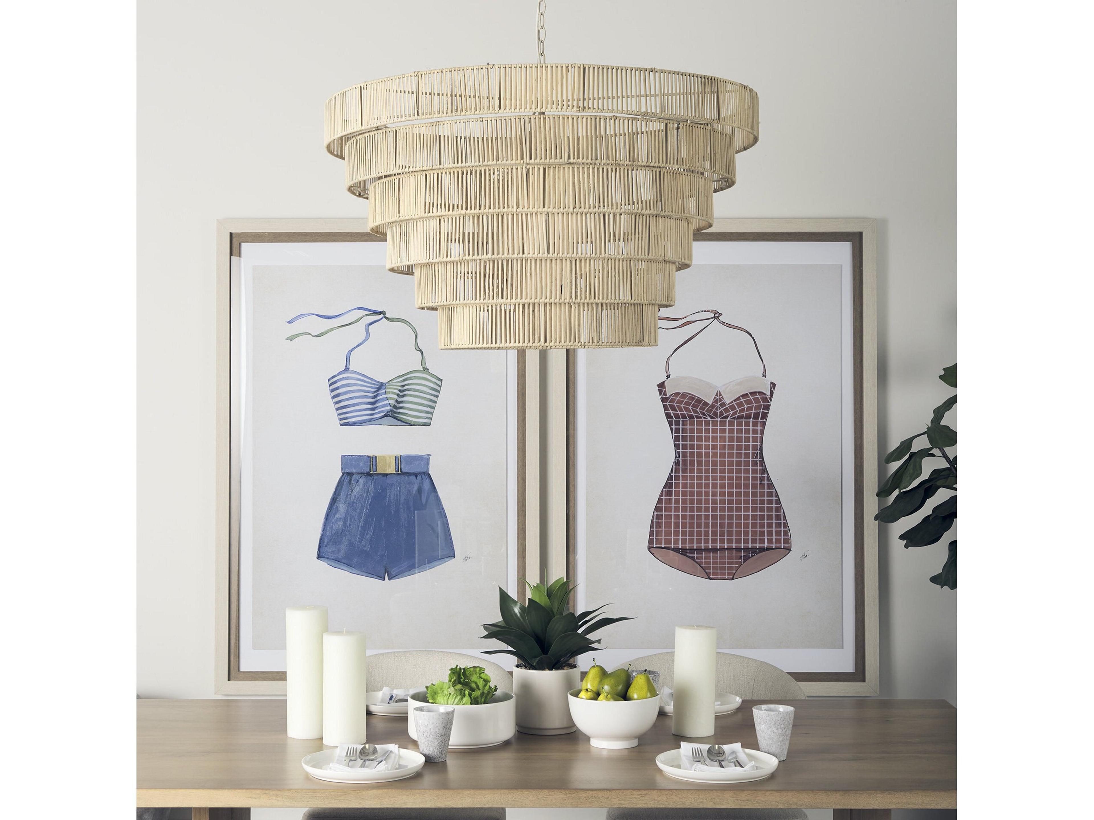 Mercana Marimba 40 L x 40 W x 24 H Natural Cane 6 Tier Chandelier