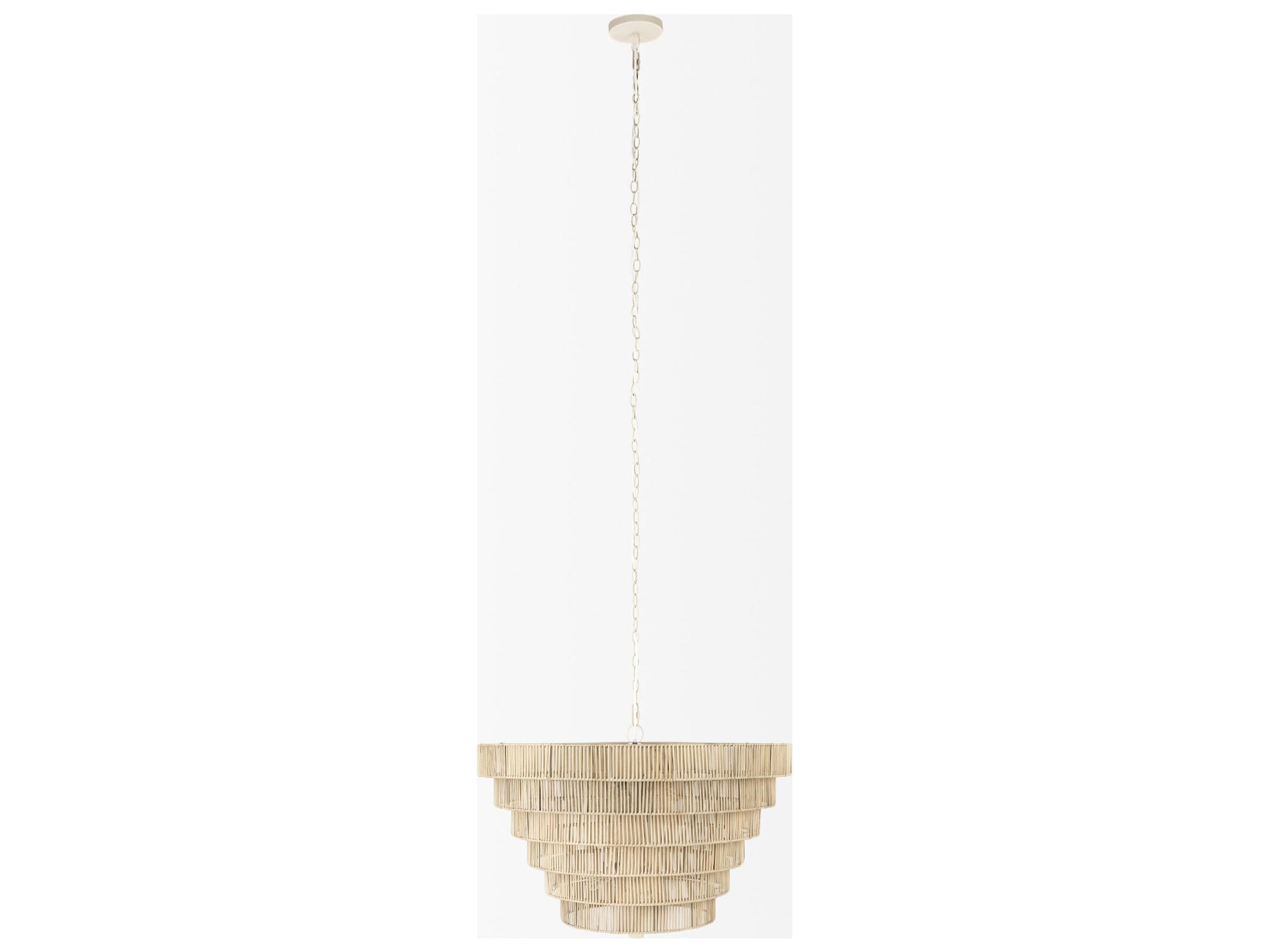 Mercana Marimba 40 L x 40 W x 24 H Natural Cane 6 Tier Chandelier