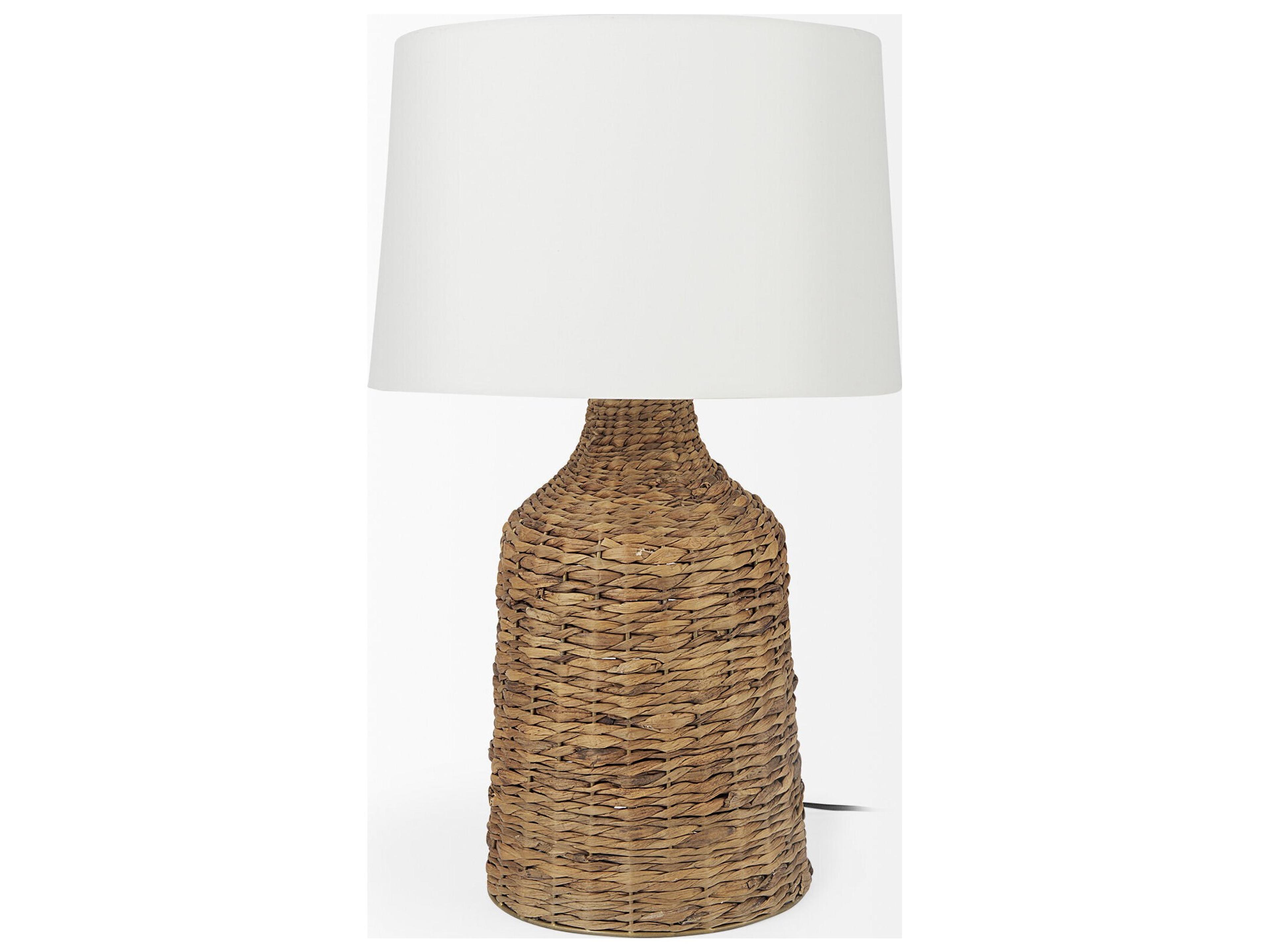 Mercana Campanile 12.0 L x 12.0 W x 18.8 H Brown Wicker Table Lamp