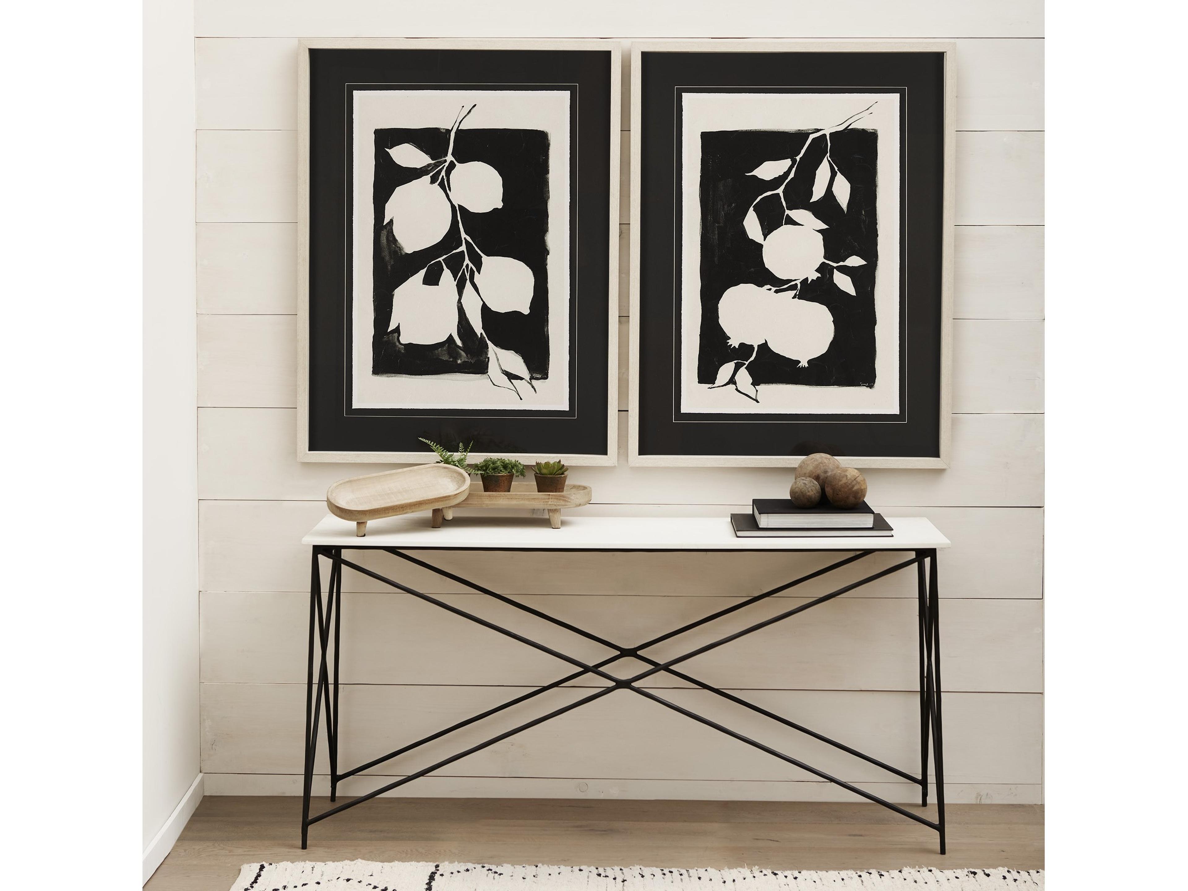 Mercana Lorlei Marble Top w/ Gray Iron Base Console Table