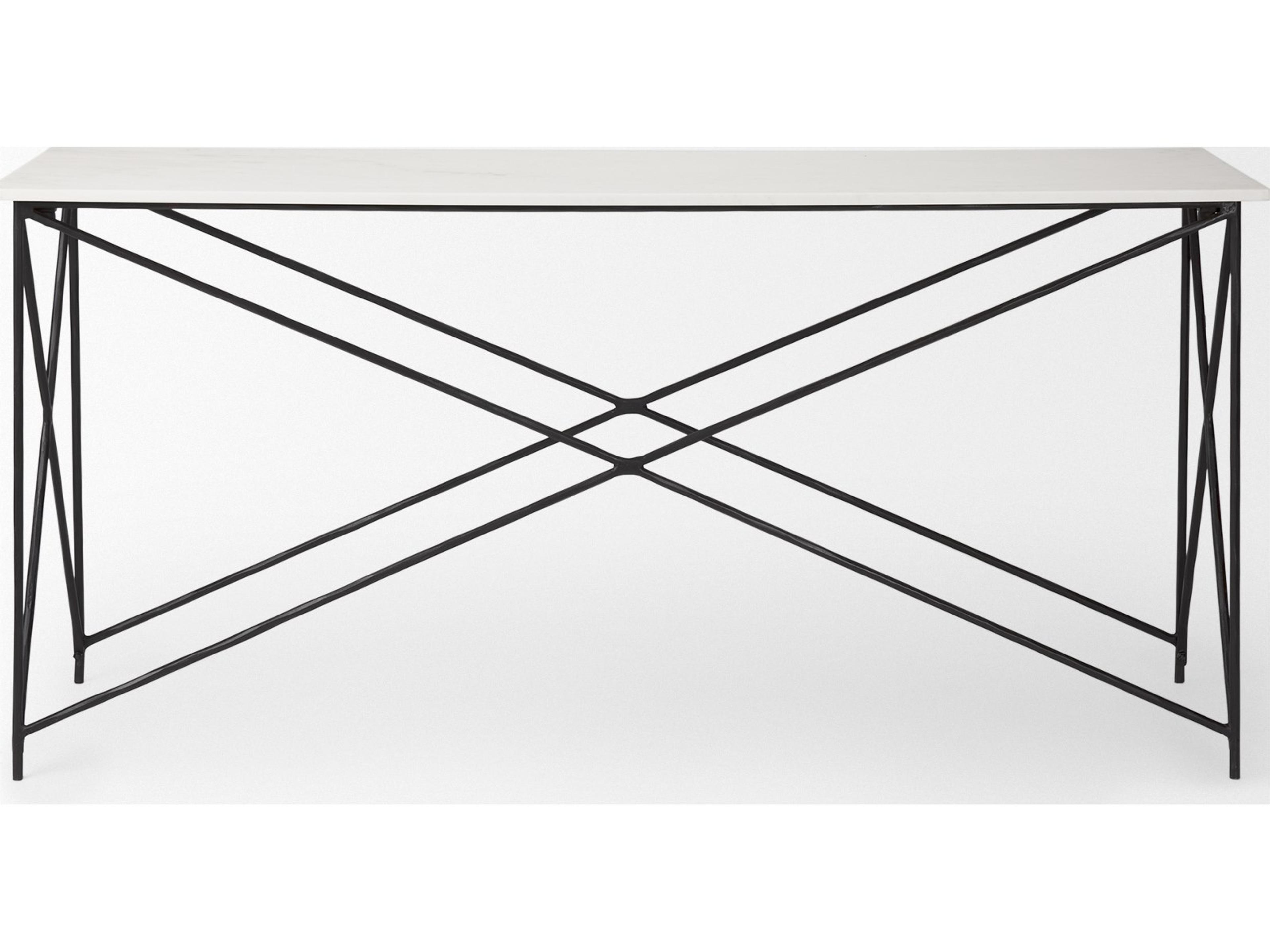 Mercana Lorlei Marble Top w/ Gray Iron Base Console Table