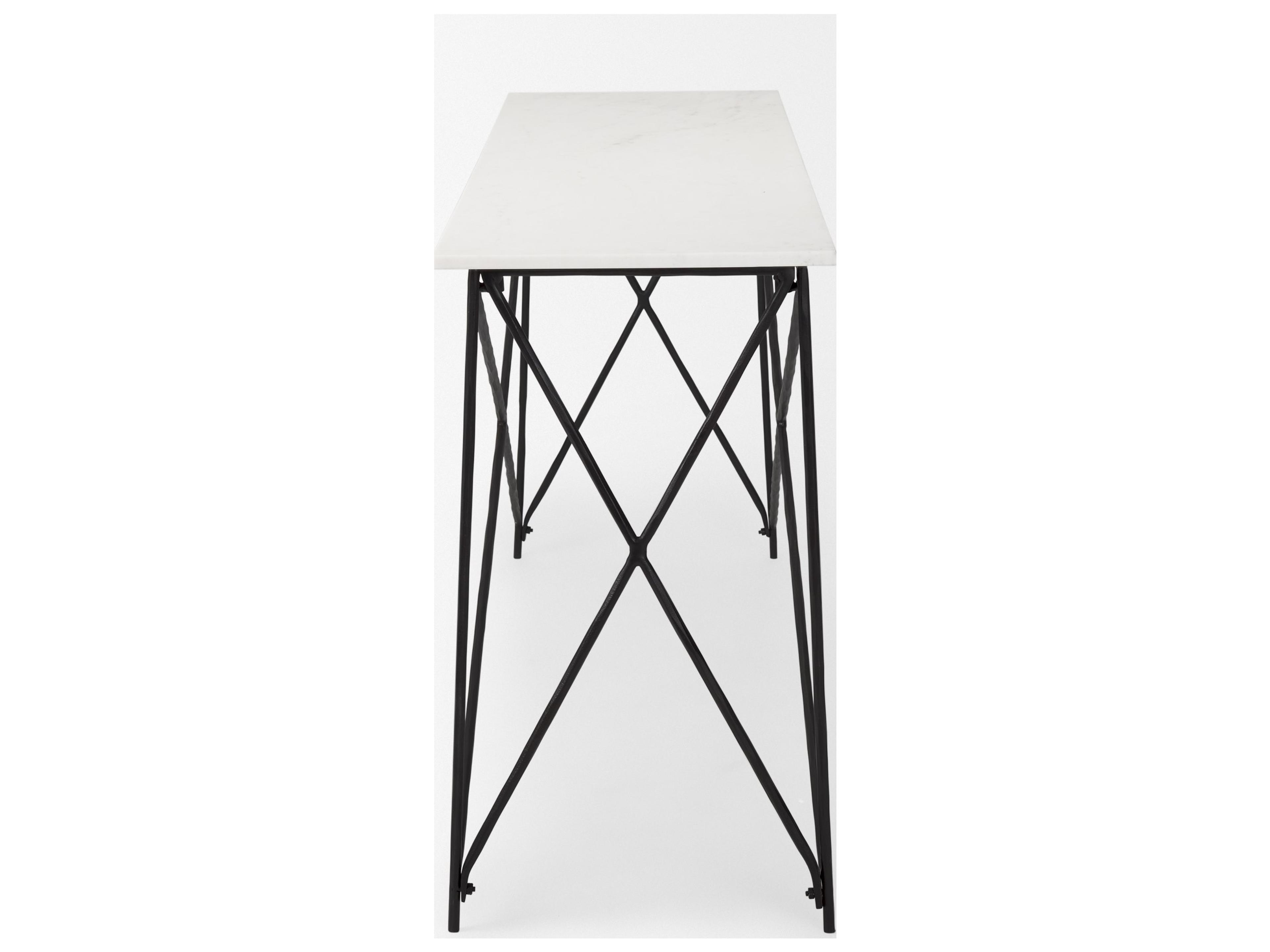 Mercana Lorlei Marble Top w/ Gray Iron Base Console Table