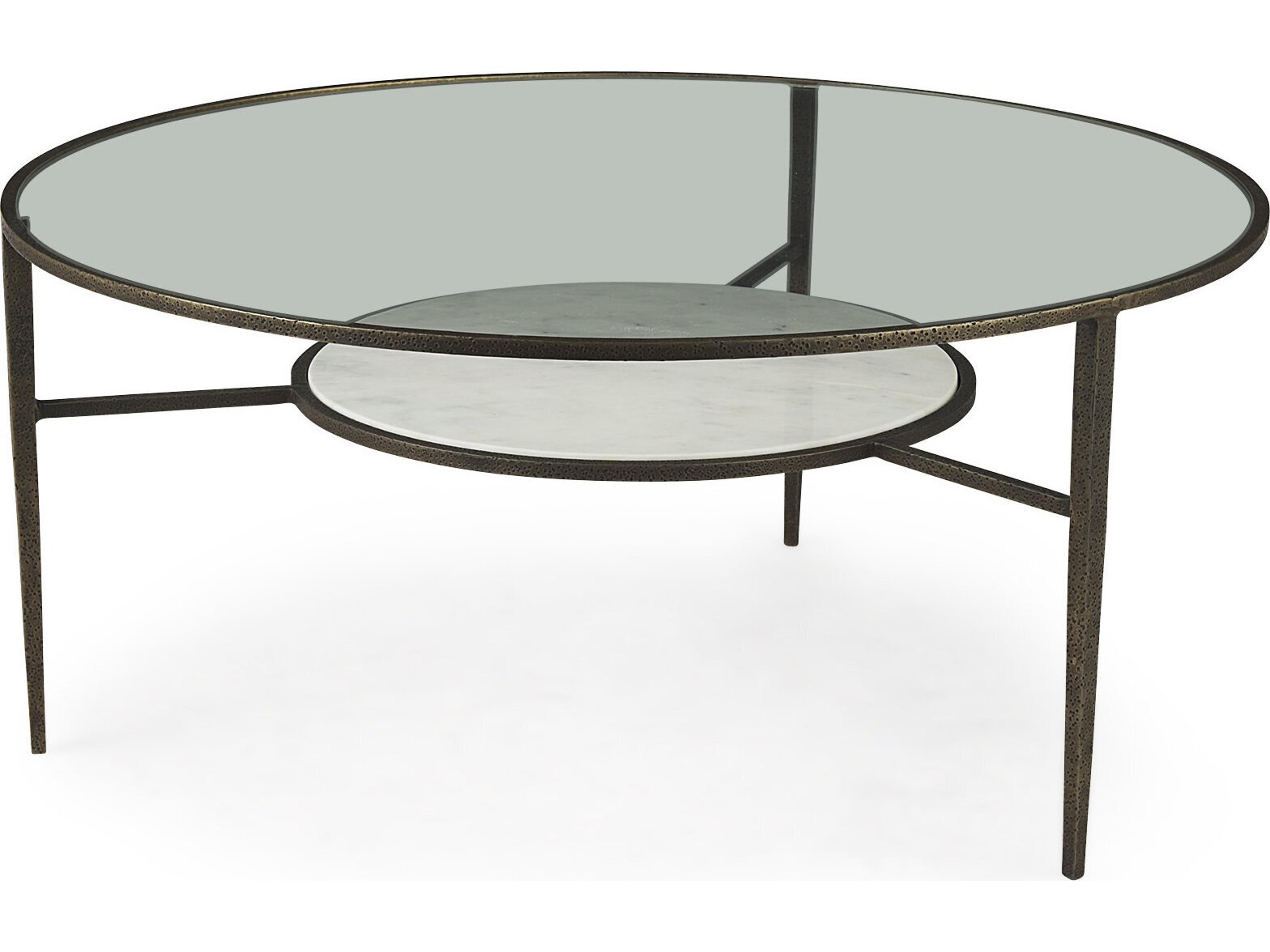 Felicity 36.0L x 36.0W x 16.0H Marble Top W/Iron Frame Coffee Table