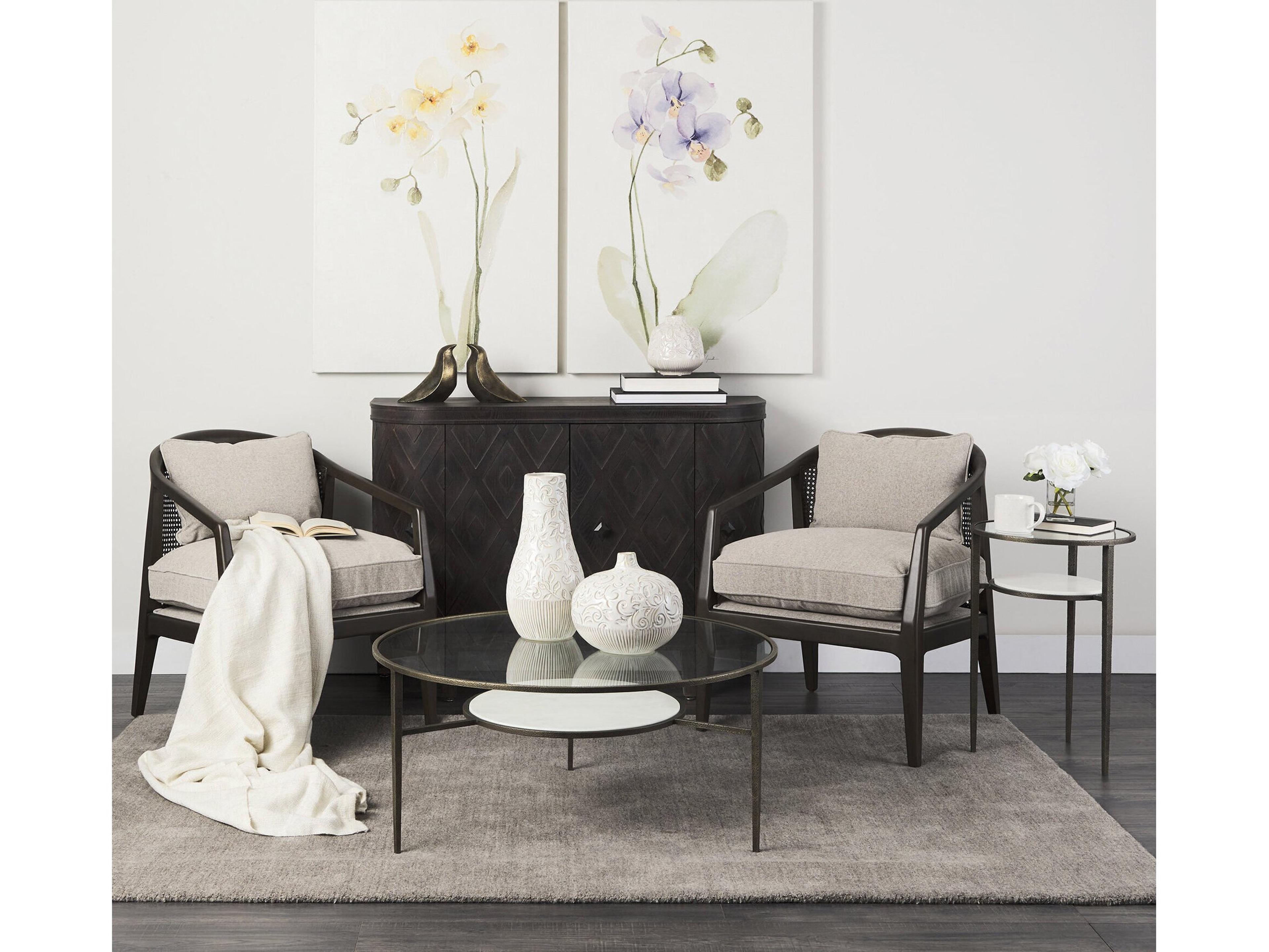 Mercana Felicity 36.0L x 36.0W x 16.0H Marble Top W/Iron Frame Coffee Table