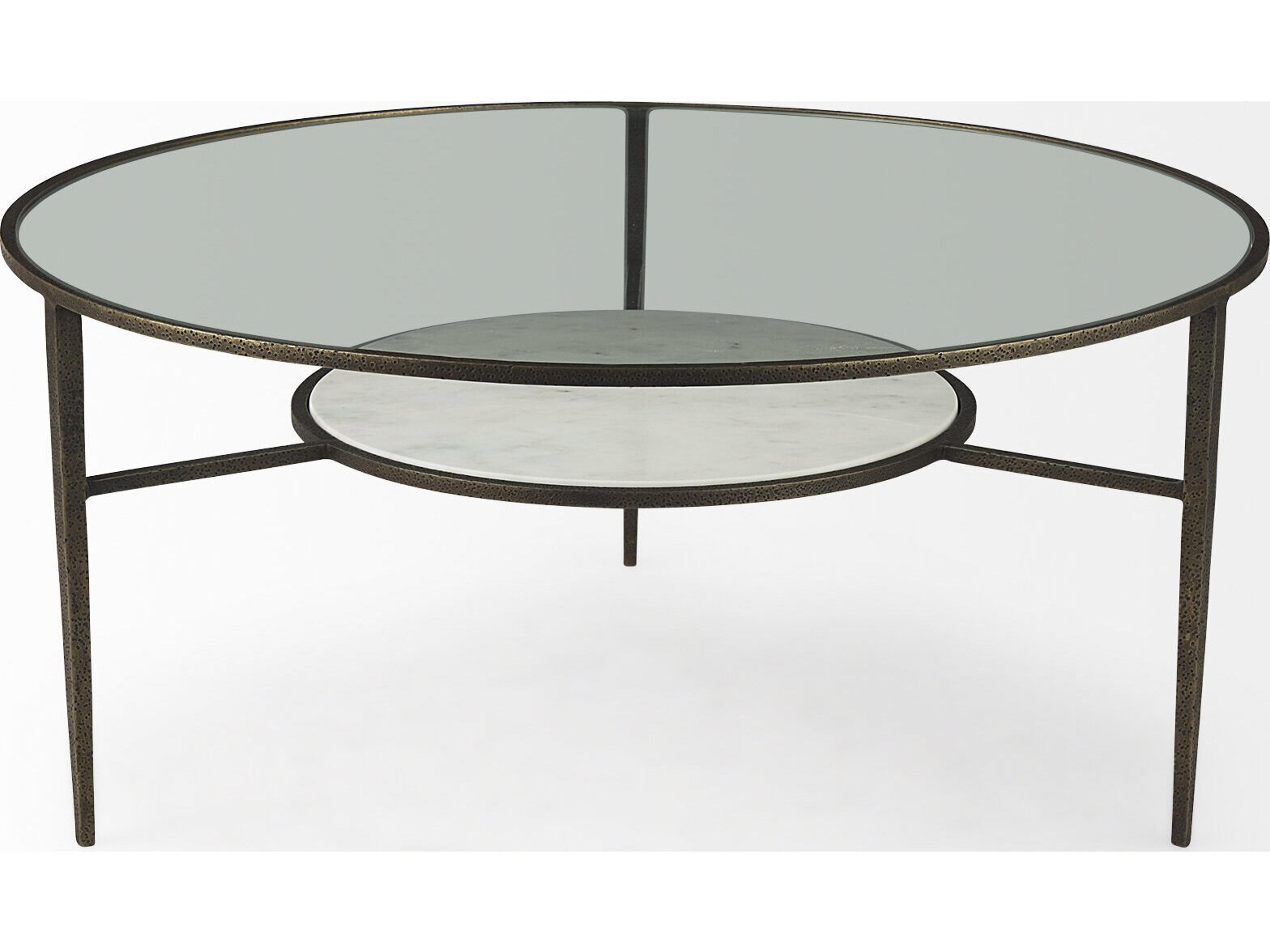 Mercana Felicity 36.0L x 36.0W x 16.0H Marble Top W/Iron Frame Coffee Table