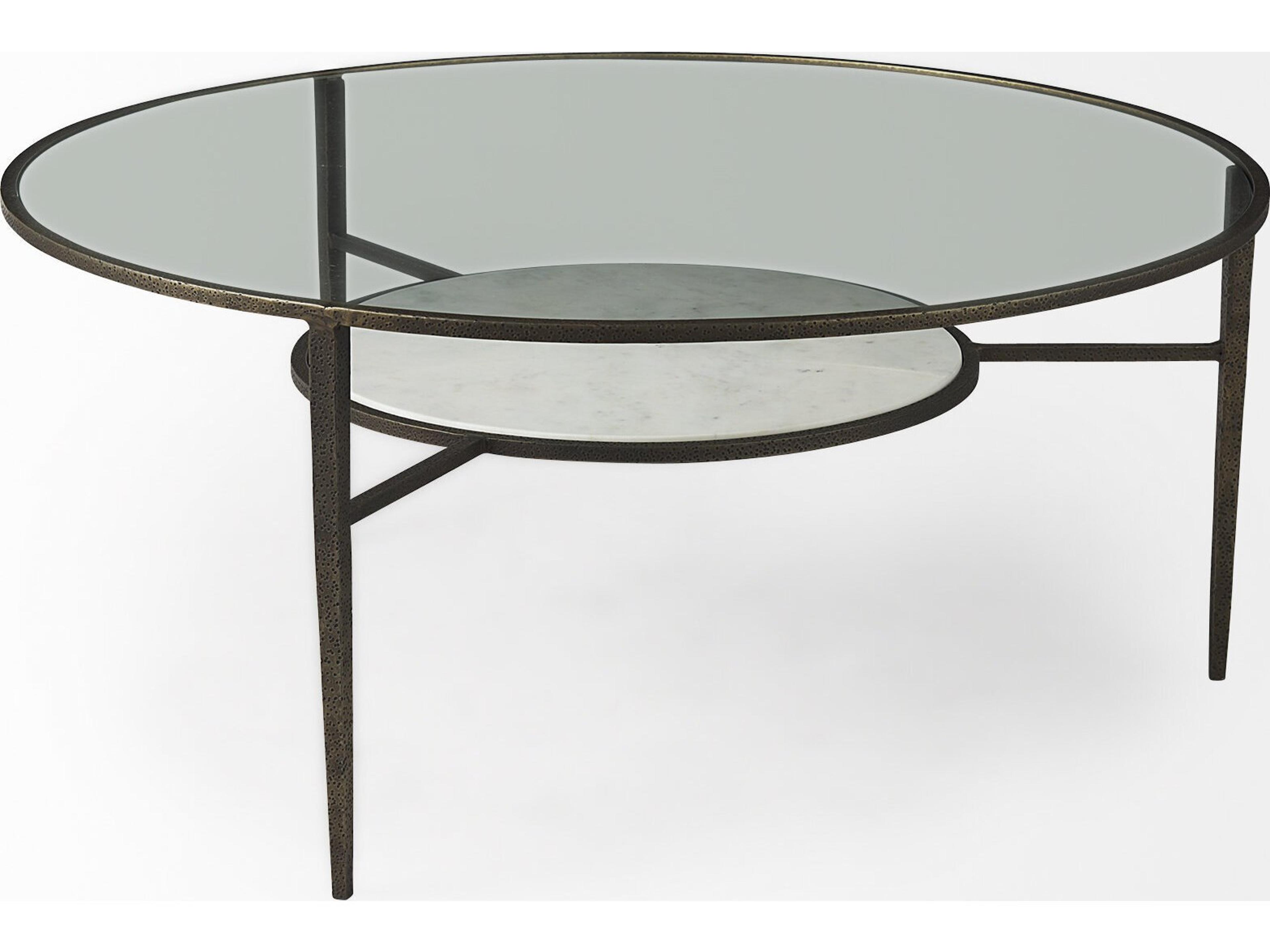 Mercana Felicity 36.0L x 36.0W x 16.0H Marble Top W/Iron Frame Coffee Table