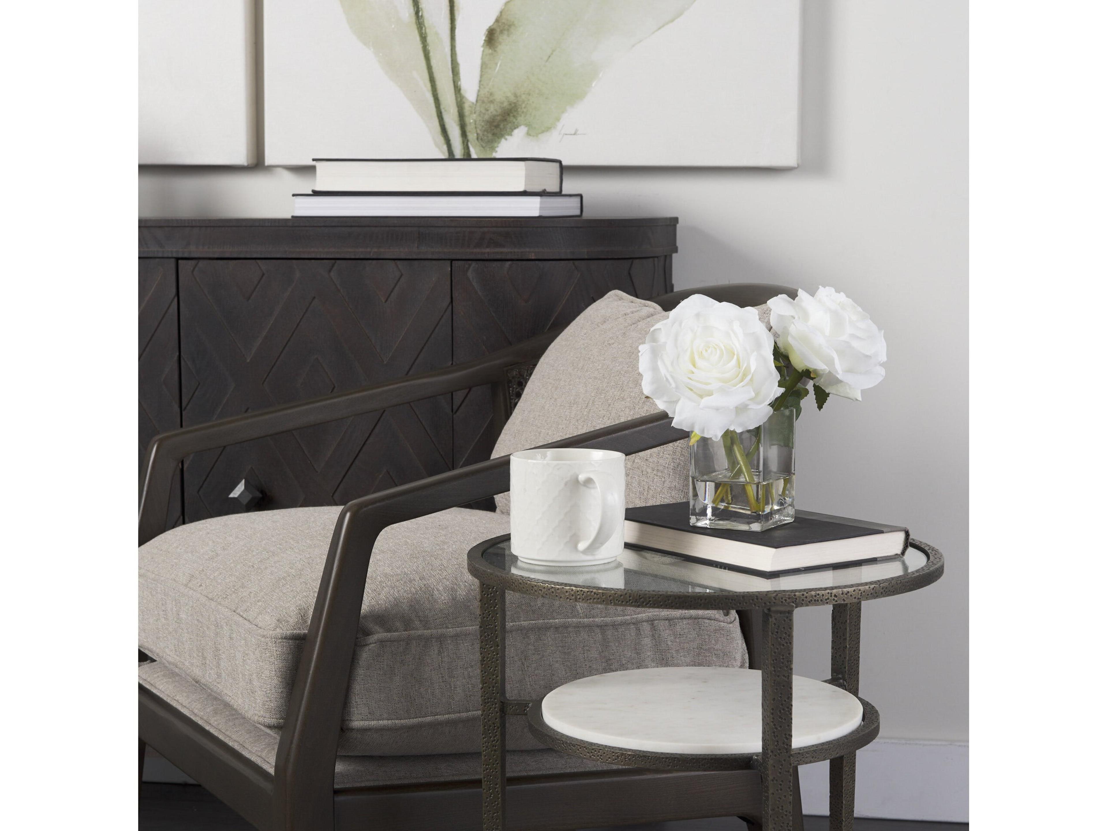 Mercana Felicity 15.8L X 15.8W X 22.5H Glass Top W/ White Marble Shelf and Antique Gold Base End/Side Table