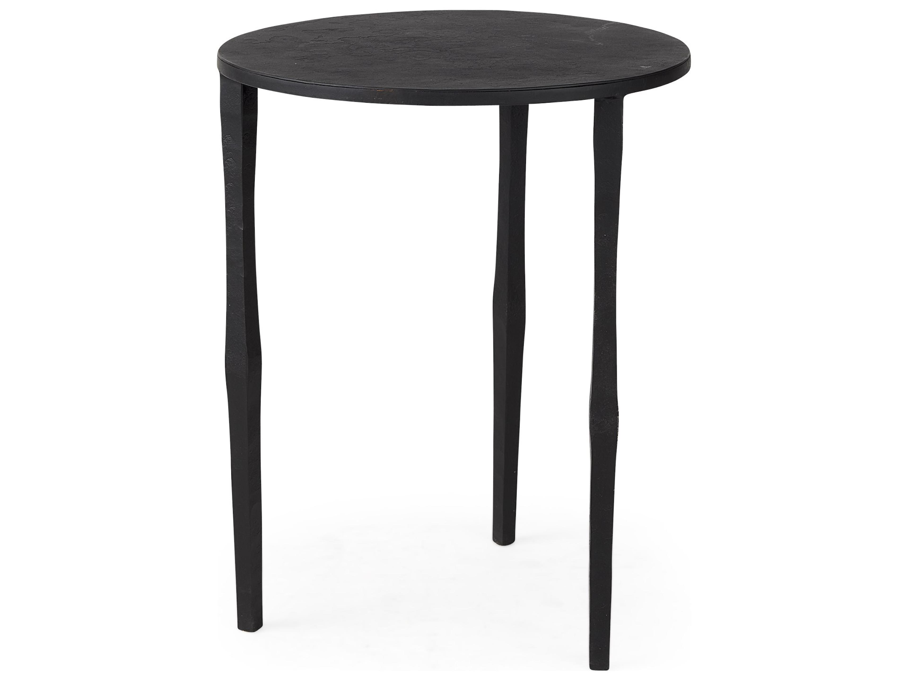 Timothy 16.0L x 16.0W X 20.0H Ebony Black Iron Side Table
