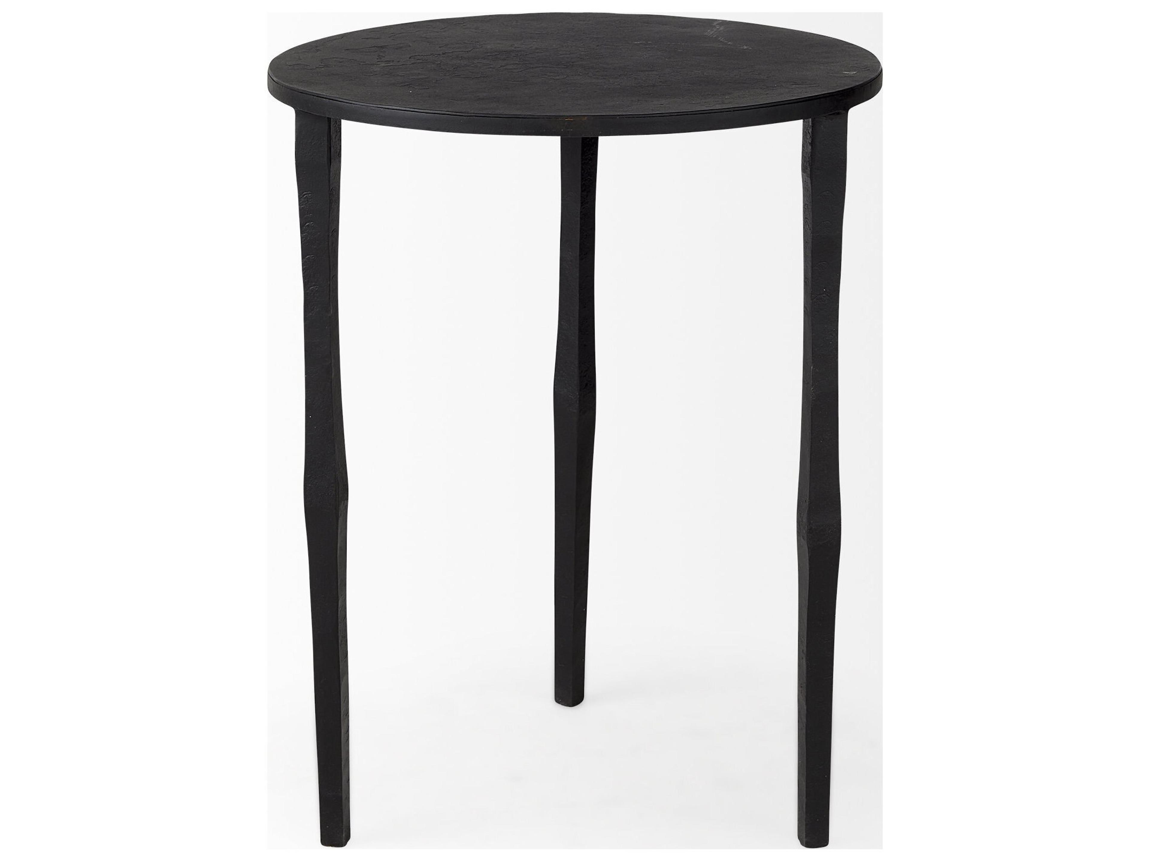 Mercana Timothy 16.0L x 16.0W X 20.0H Ebony Black Iron Side Table