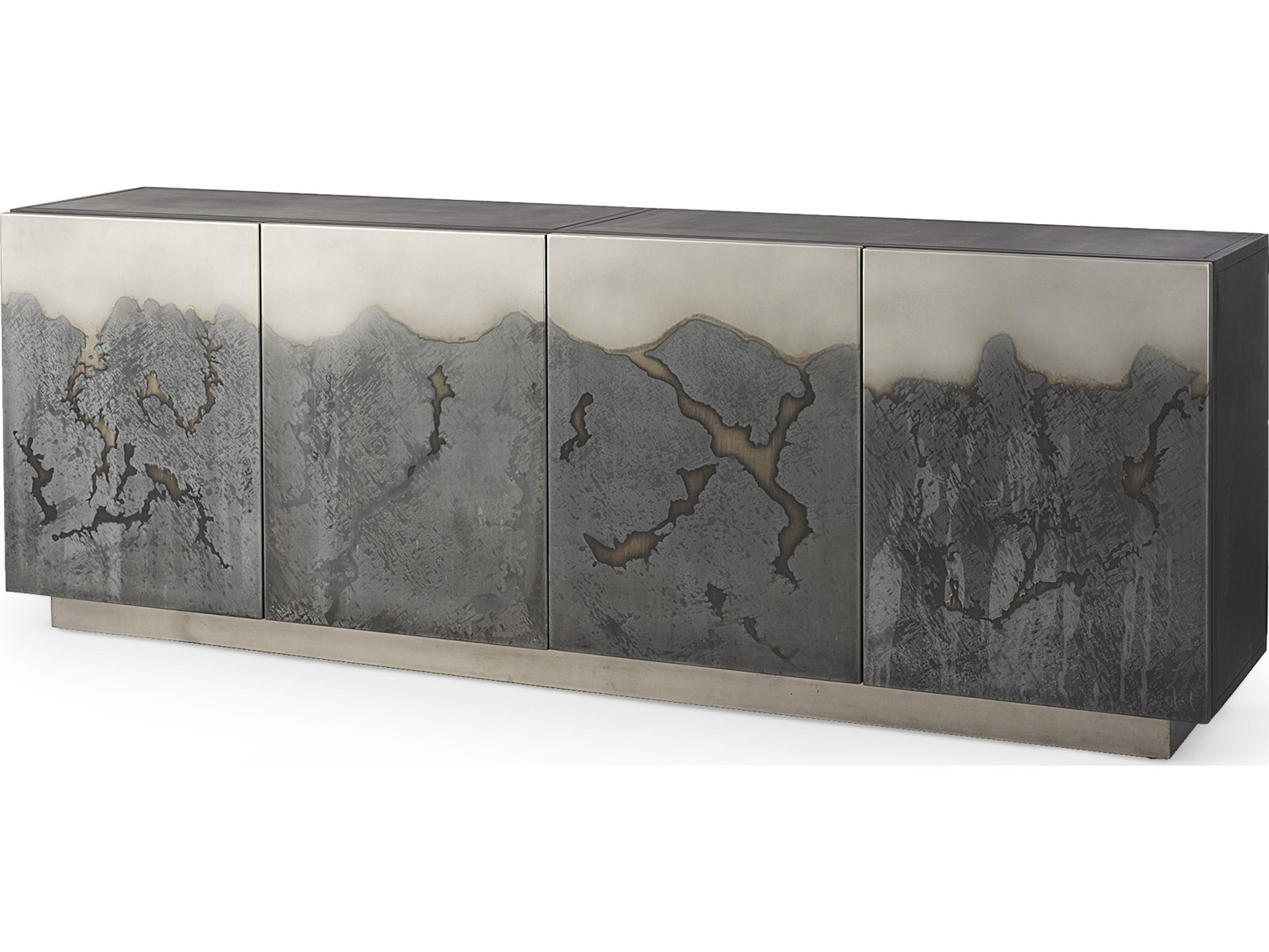 Roxdale 82.0L x 18.0W x 29.0H Acid Wash Metal Sideboard