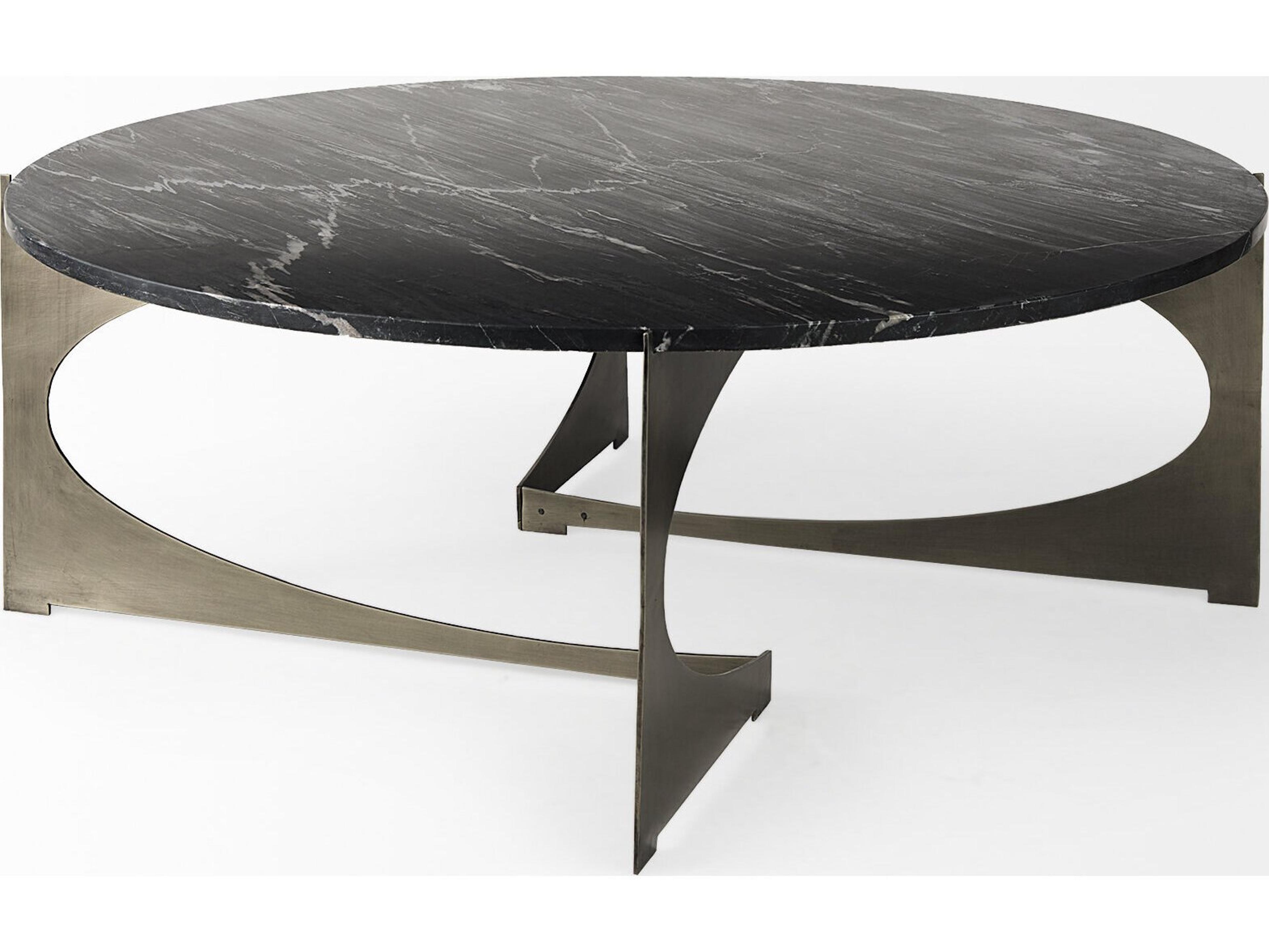 Mercana Reinhold III Black Marble Top Iron Coffee Table