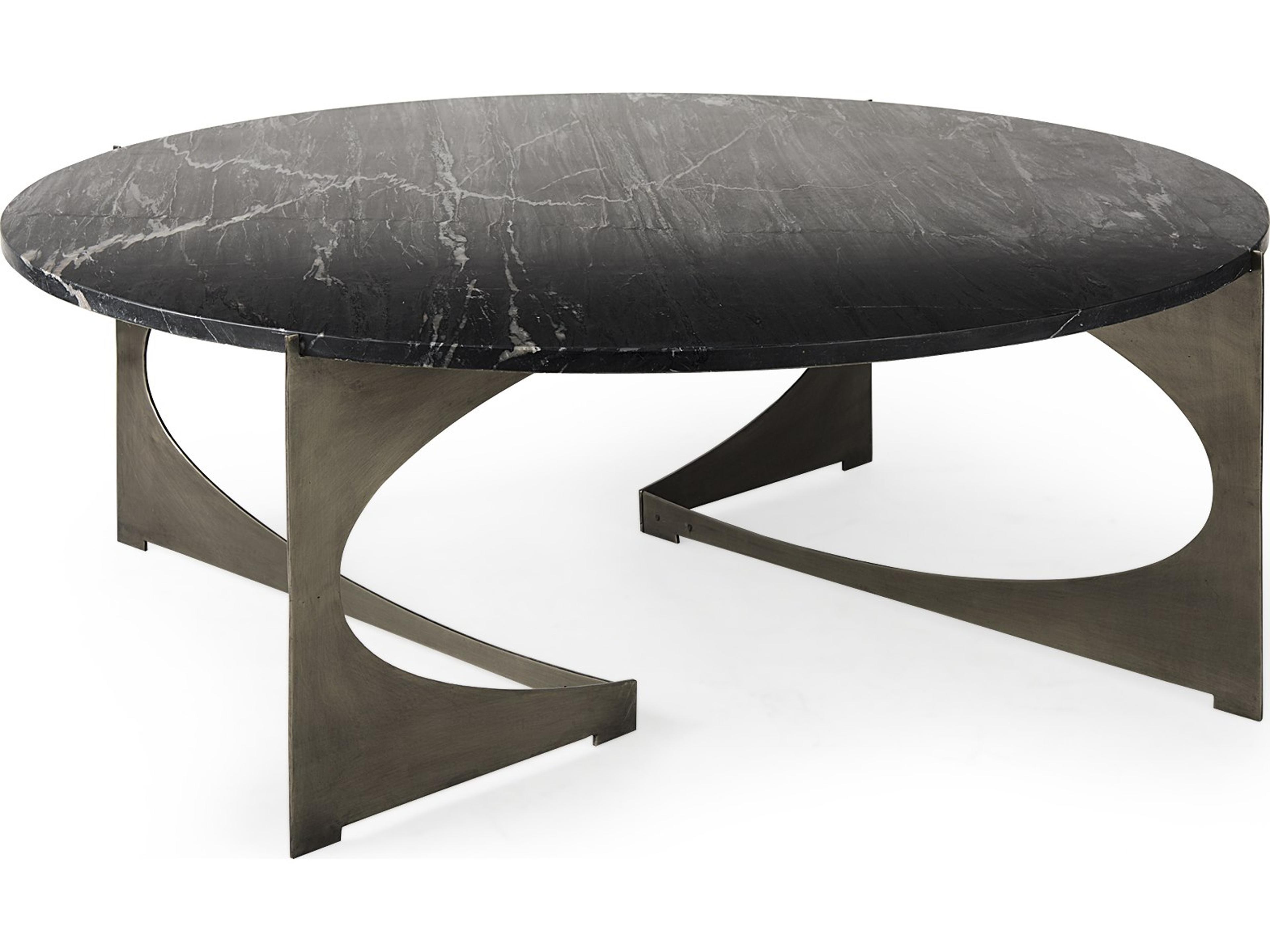 Reinhold III Black Marble Top Iron Coffee Table