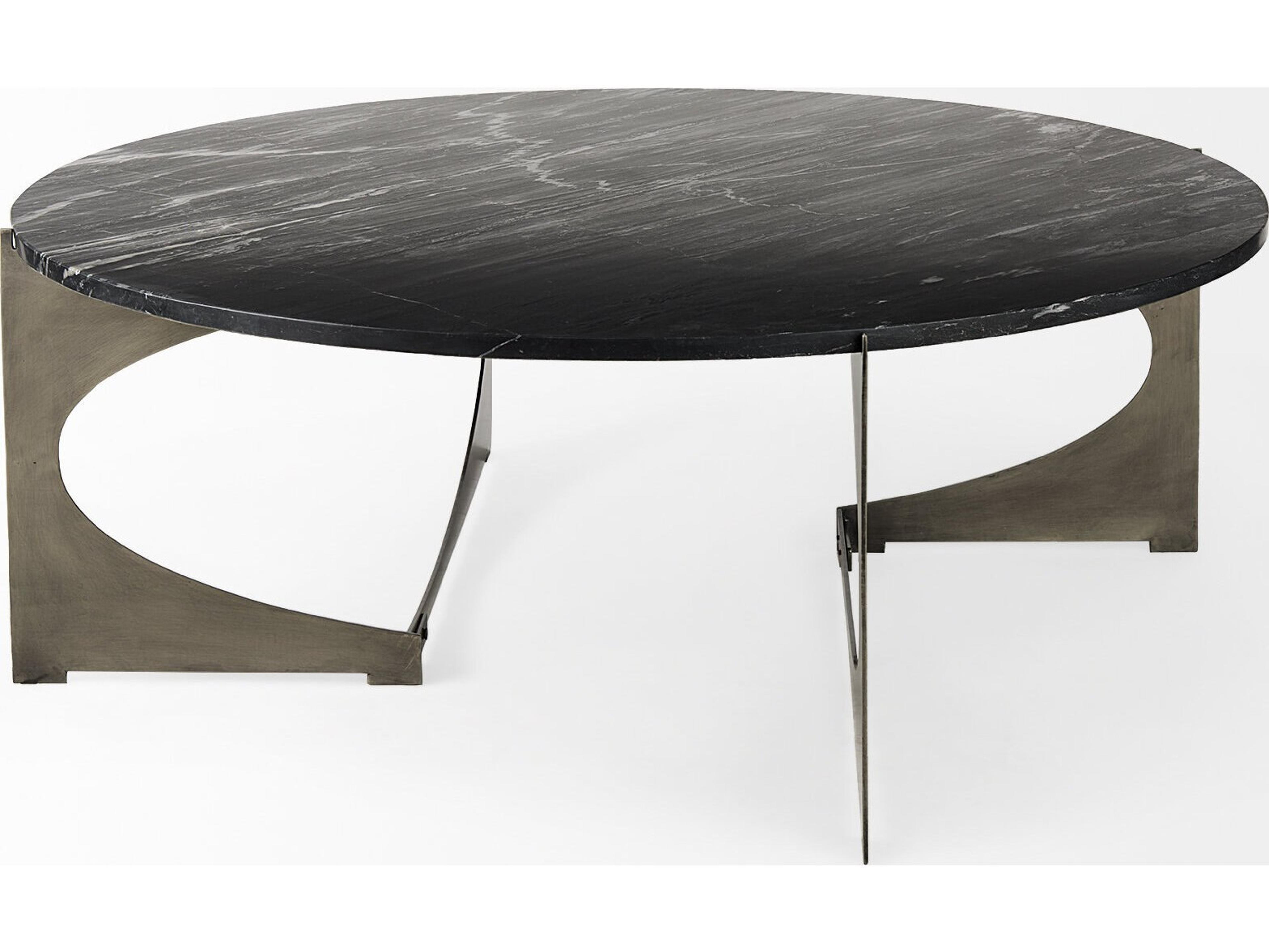 Mercana Reinhold III Black Marble Top Iron Coffee Table