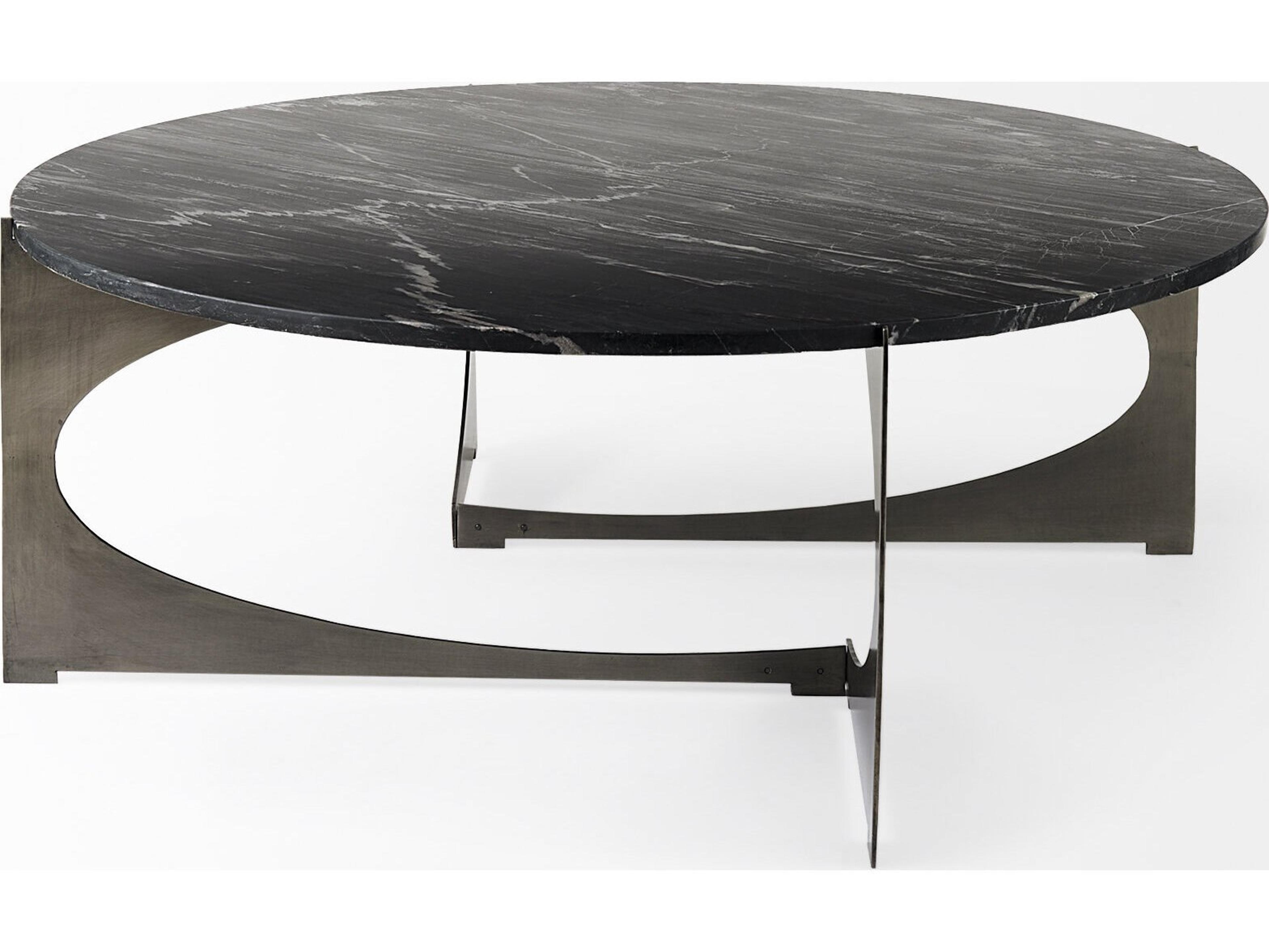 Mercana Reinhold III Black Marble Top Iron Coffee Table