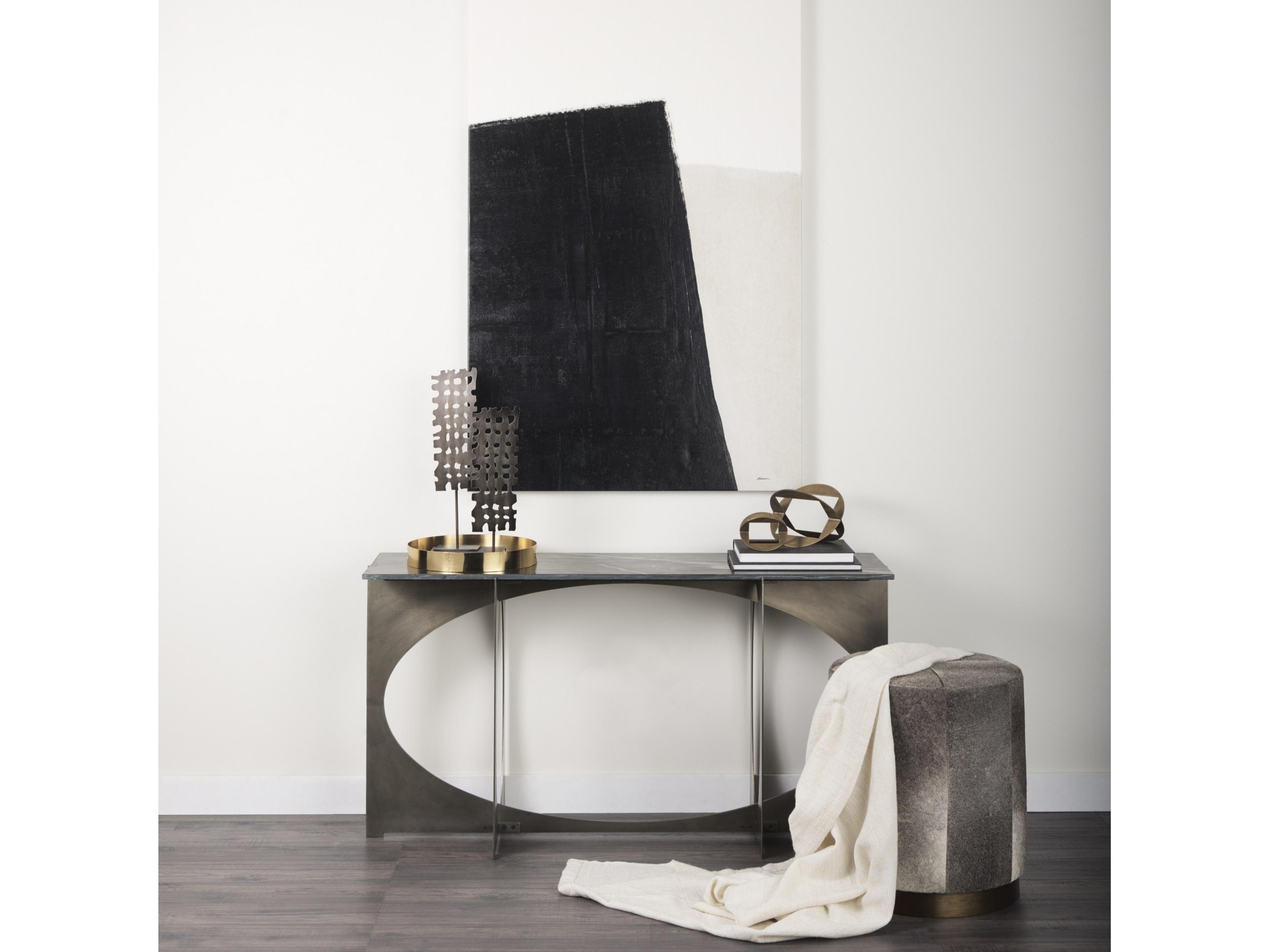 Mercana Reinhold IV Black Marble Top Iron Console Table