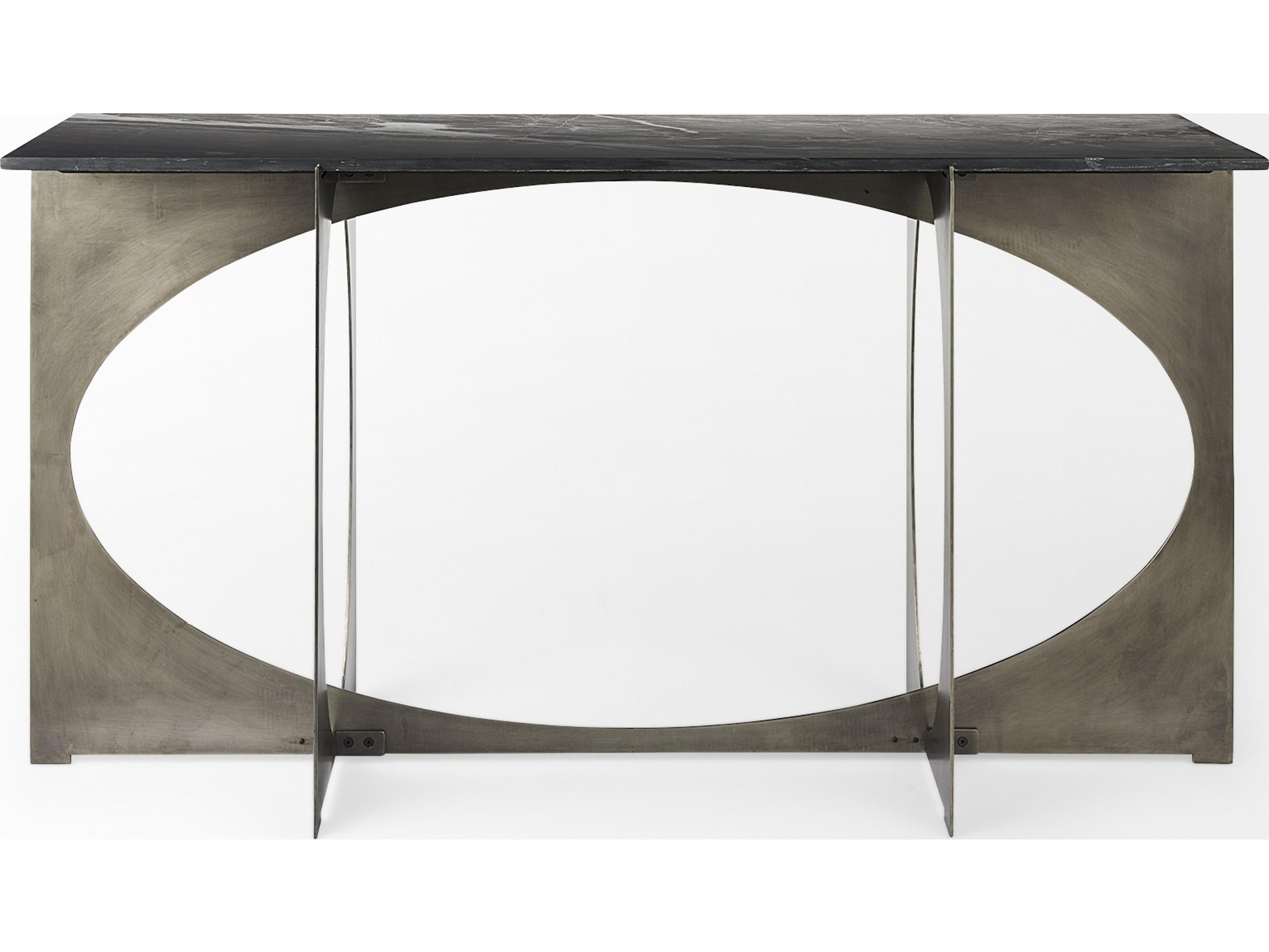 Mercana Reinhold IV Black Marble Top Iron Console Table