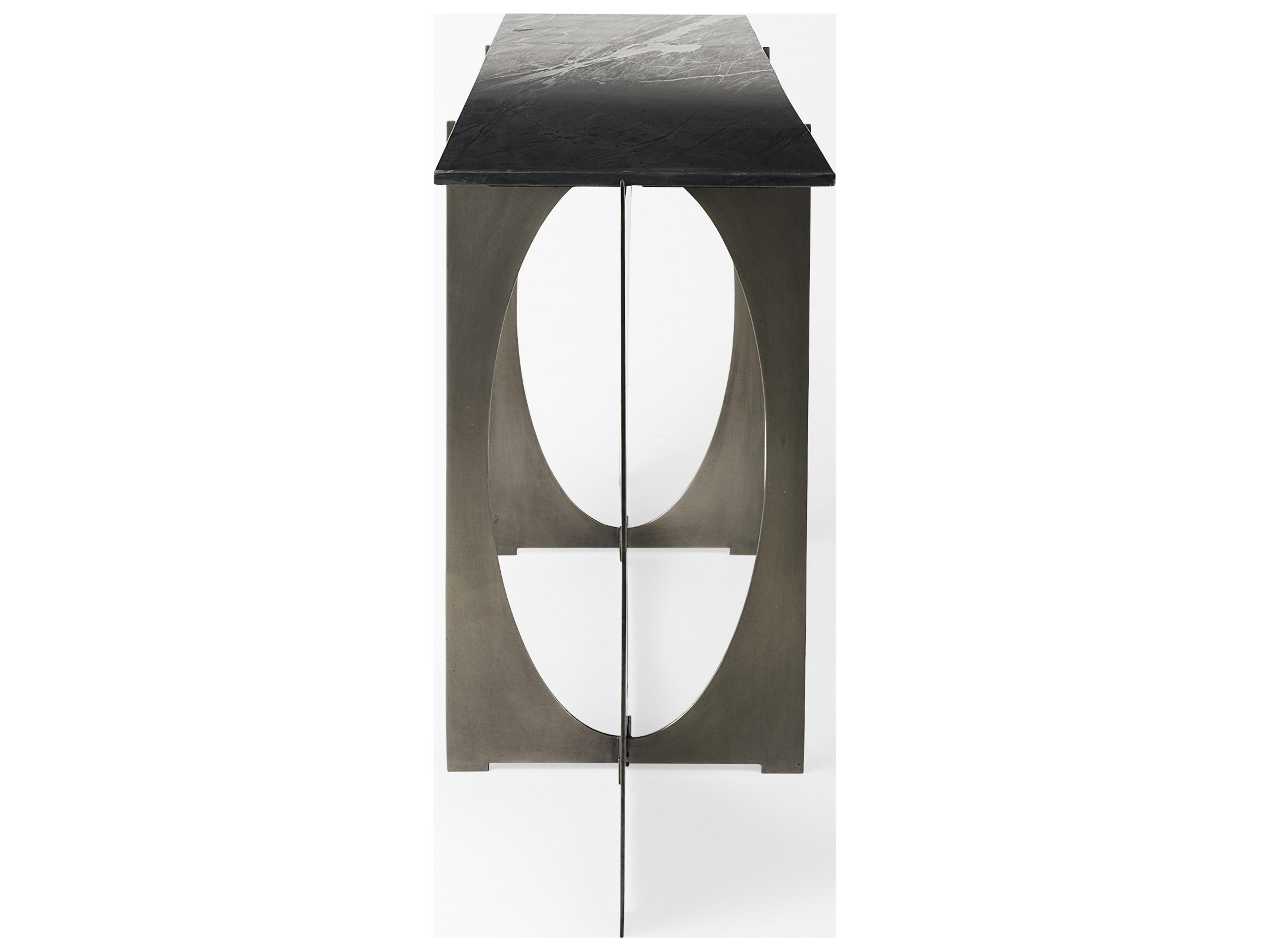 Mercana Reinhold IV Black Marble Top Iron Console Table