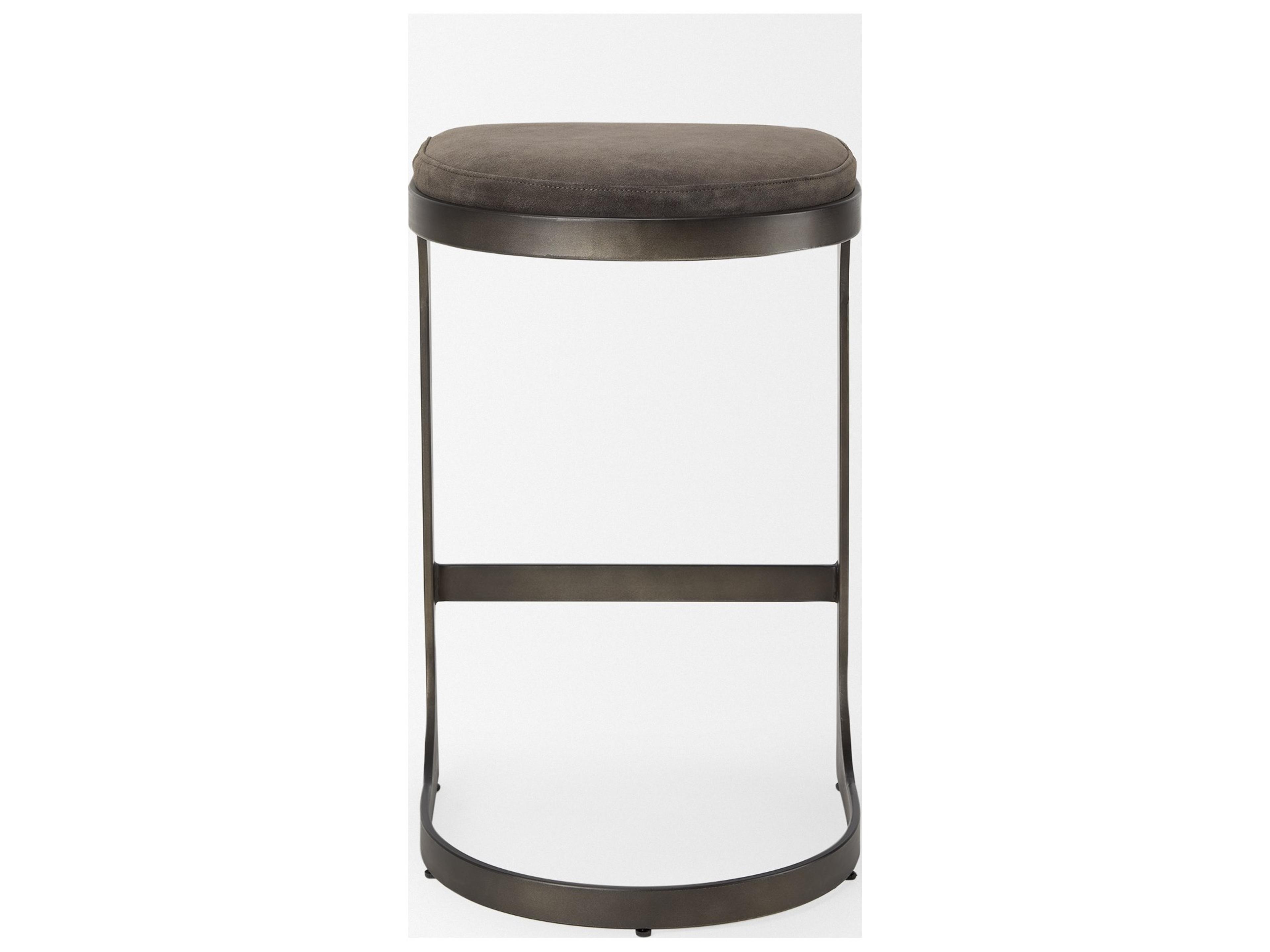 Mercana Tyson 17L x 18W x 28H Brown/Gray Suede W/ Metal Frame Counter Stool