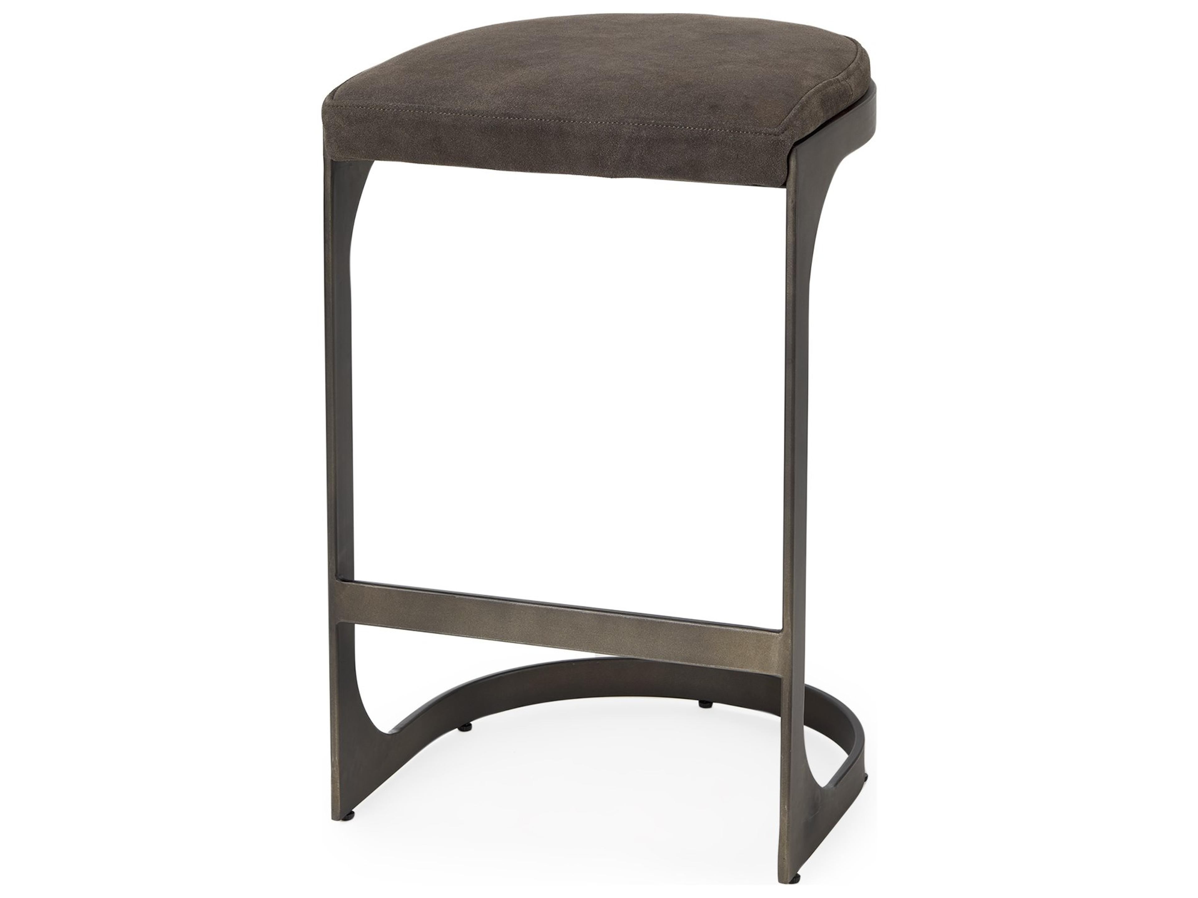 Tyson 17L x 18W x 28H Brown/Gray Suede W/ Metal Frame Counter Stool