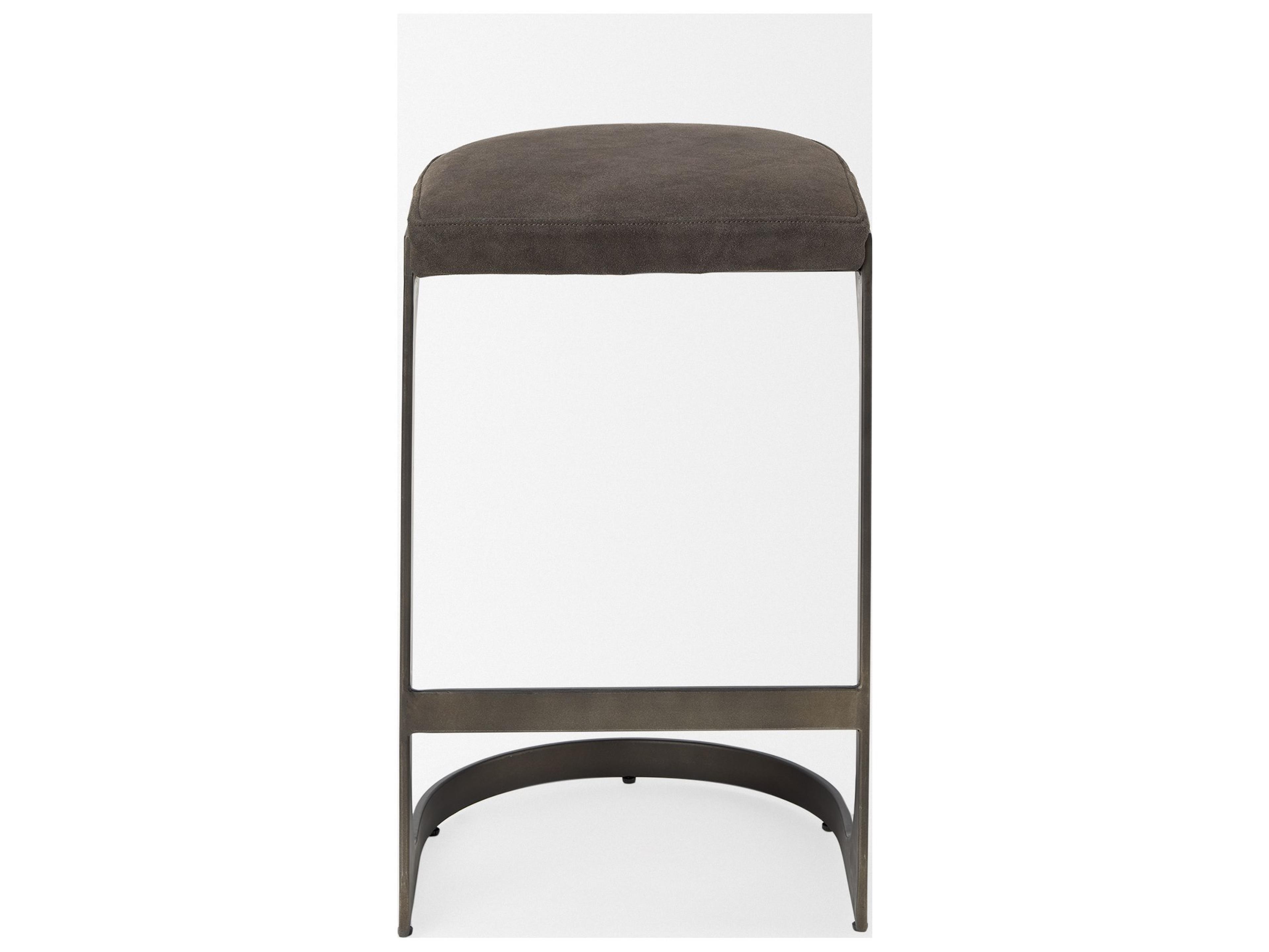 Mercana Tyson 17L x 18W x 28H Brown/Gray Suede W/ Metal Frame Counter Stool