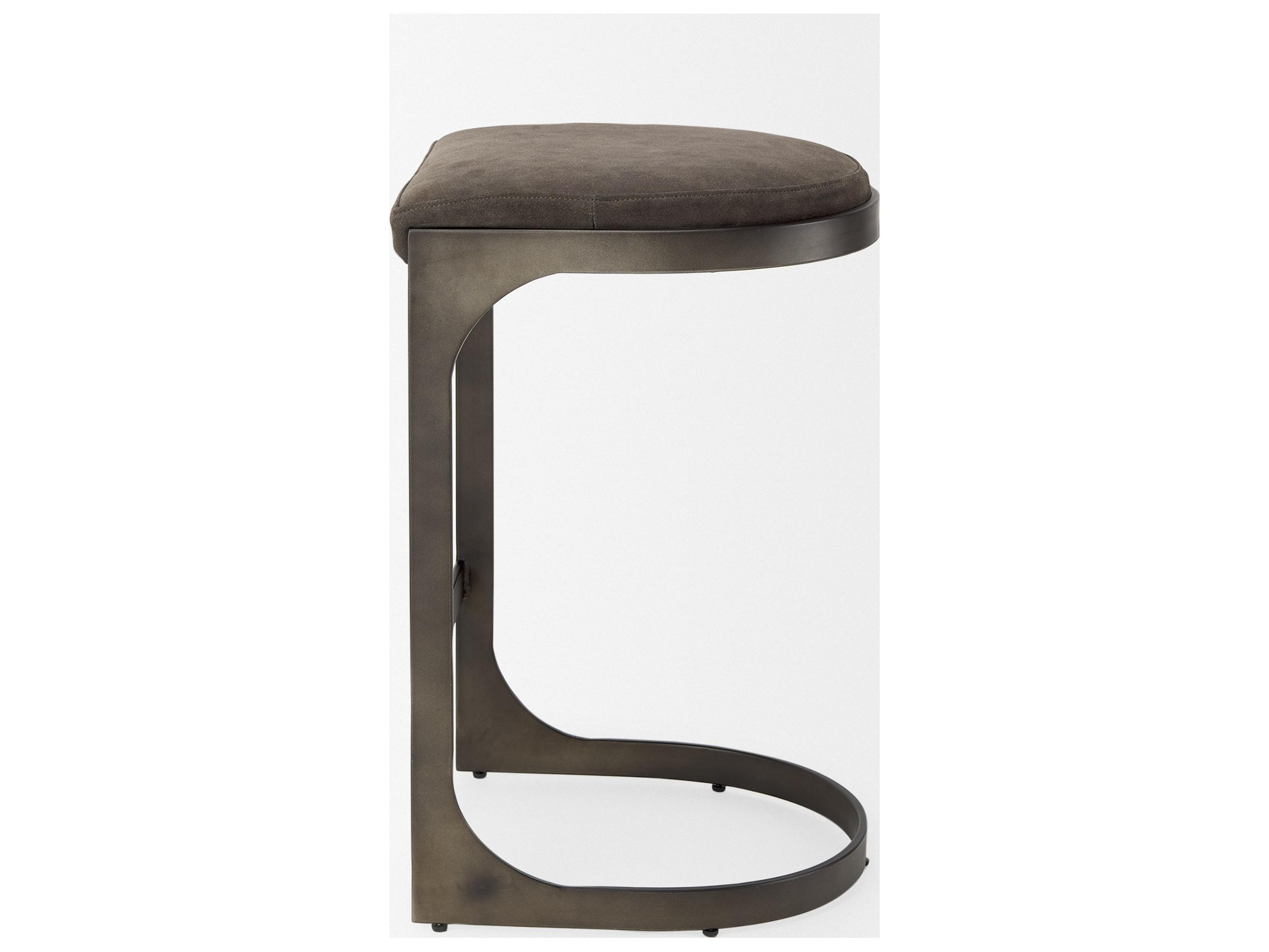 Mercana Tyson 17L x 18W x 28H Brown/Gray Suede W/ Metal Frame Counter Stool