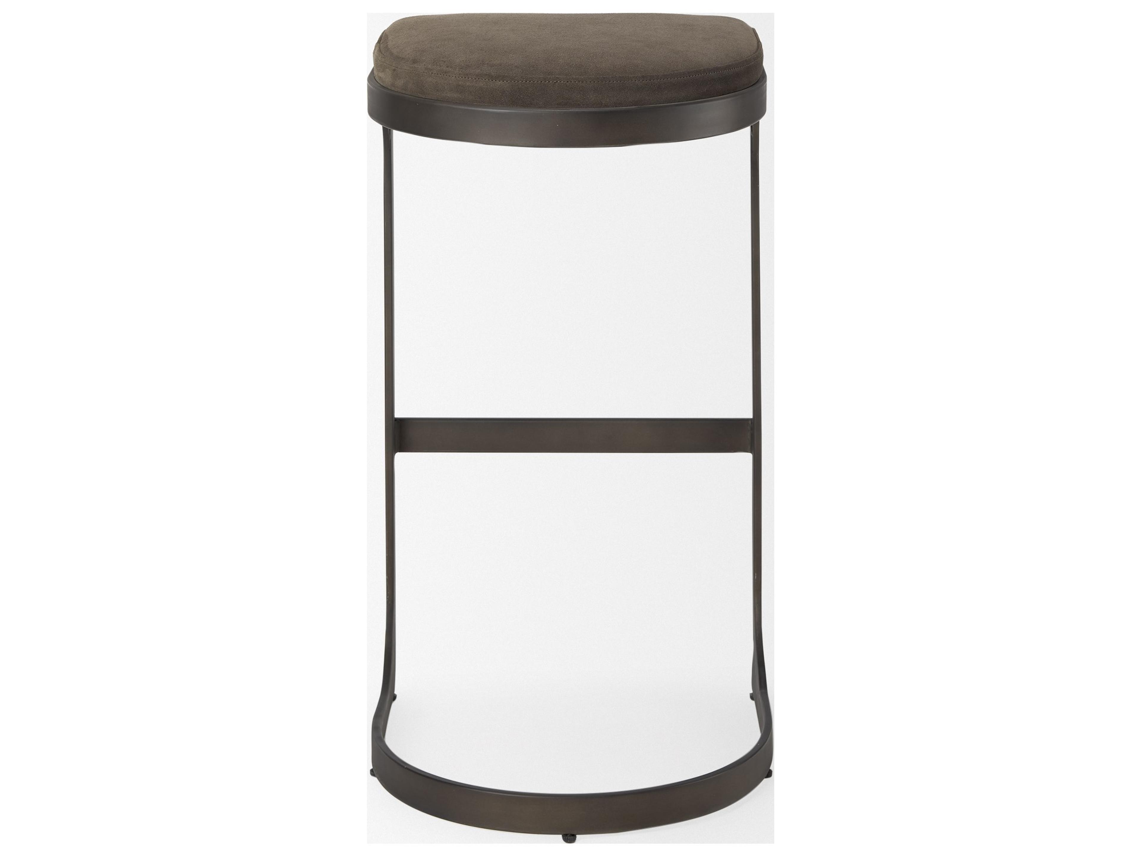 Mercana Tyson 17L x 18W x 31H Brown/Gray Suede W/ Metal Frame Bar Stool