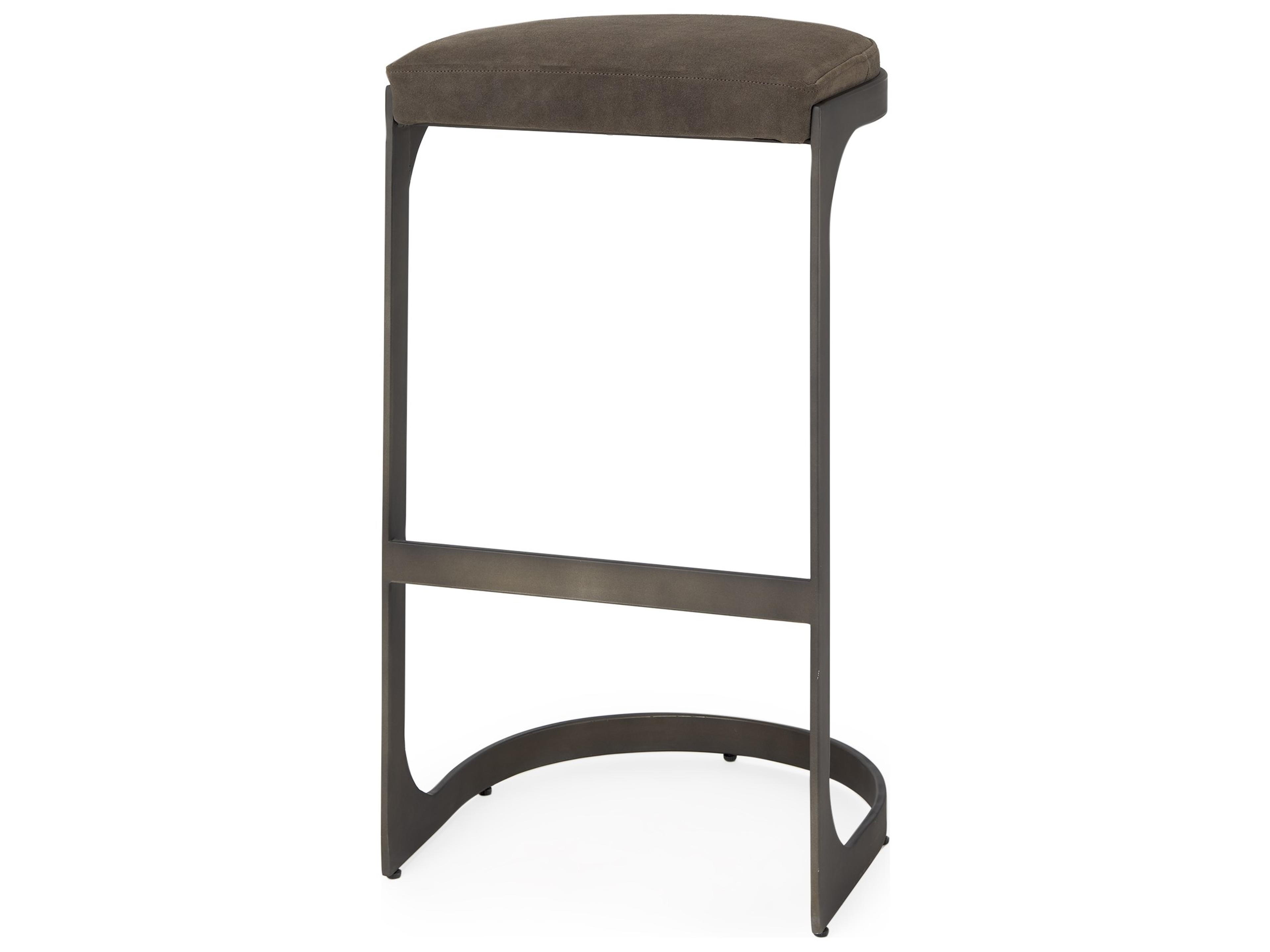 Tyson 17L x 18W x 31H Brown/Gray Suede W/ Metal Frame Bar Stool