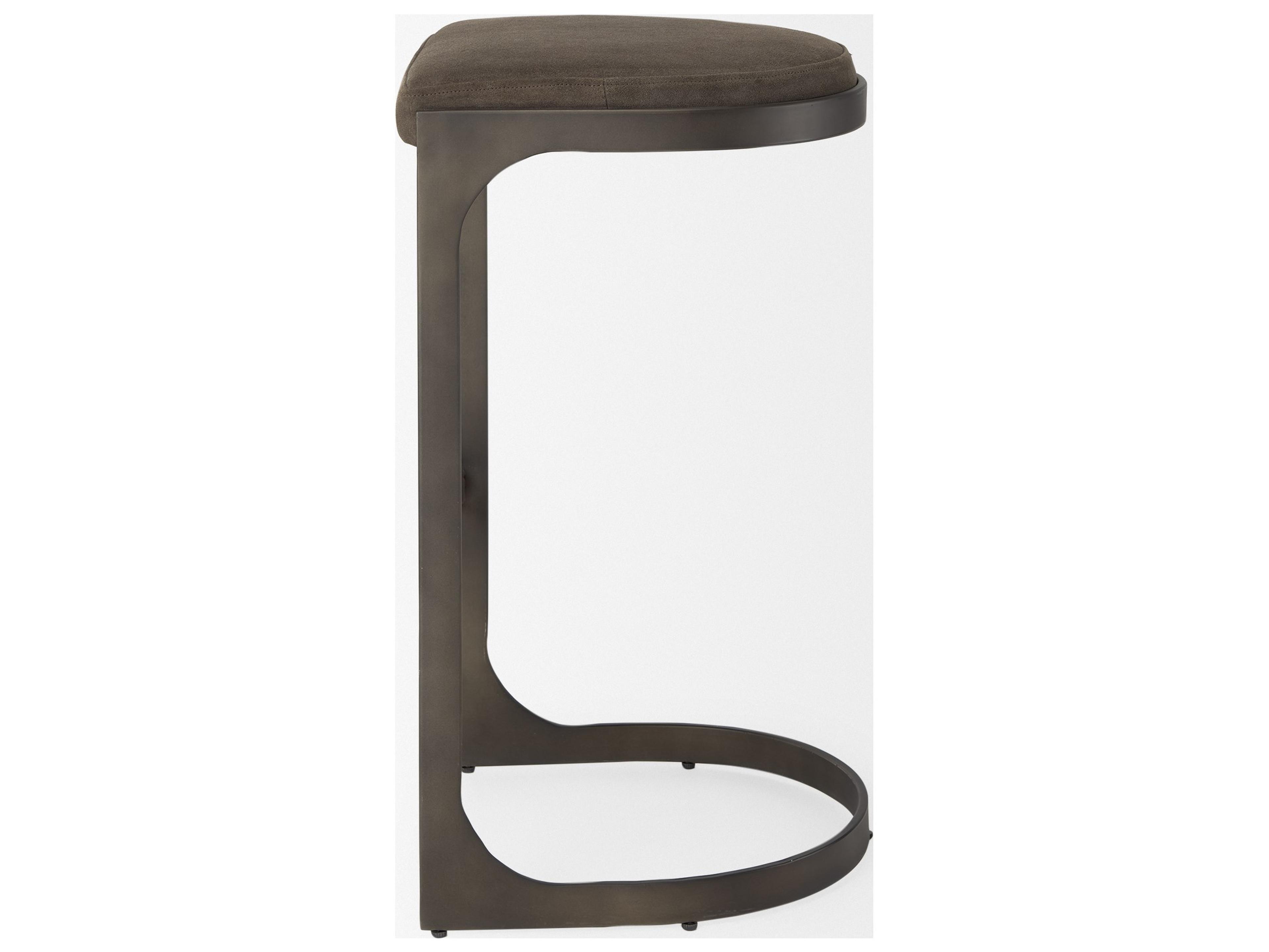 Mercana Tyson 17L x 18W x 31H Brown/Gray Suede W/ Metal Frame Bar Stool