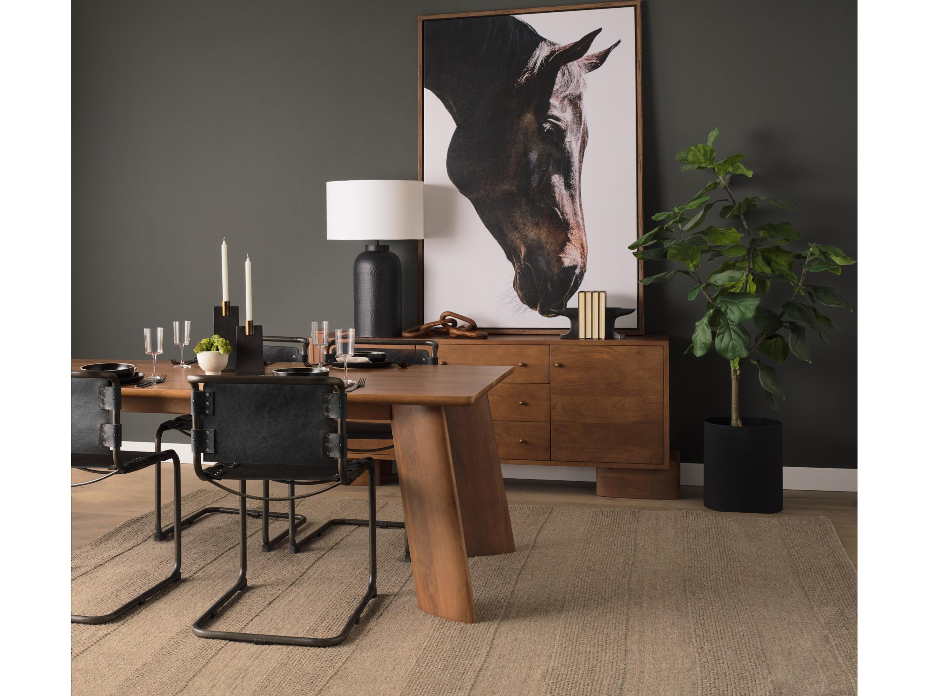 Mercana Berbick 33" Total Height Black Leather w/ Iron Frame Dining Chair