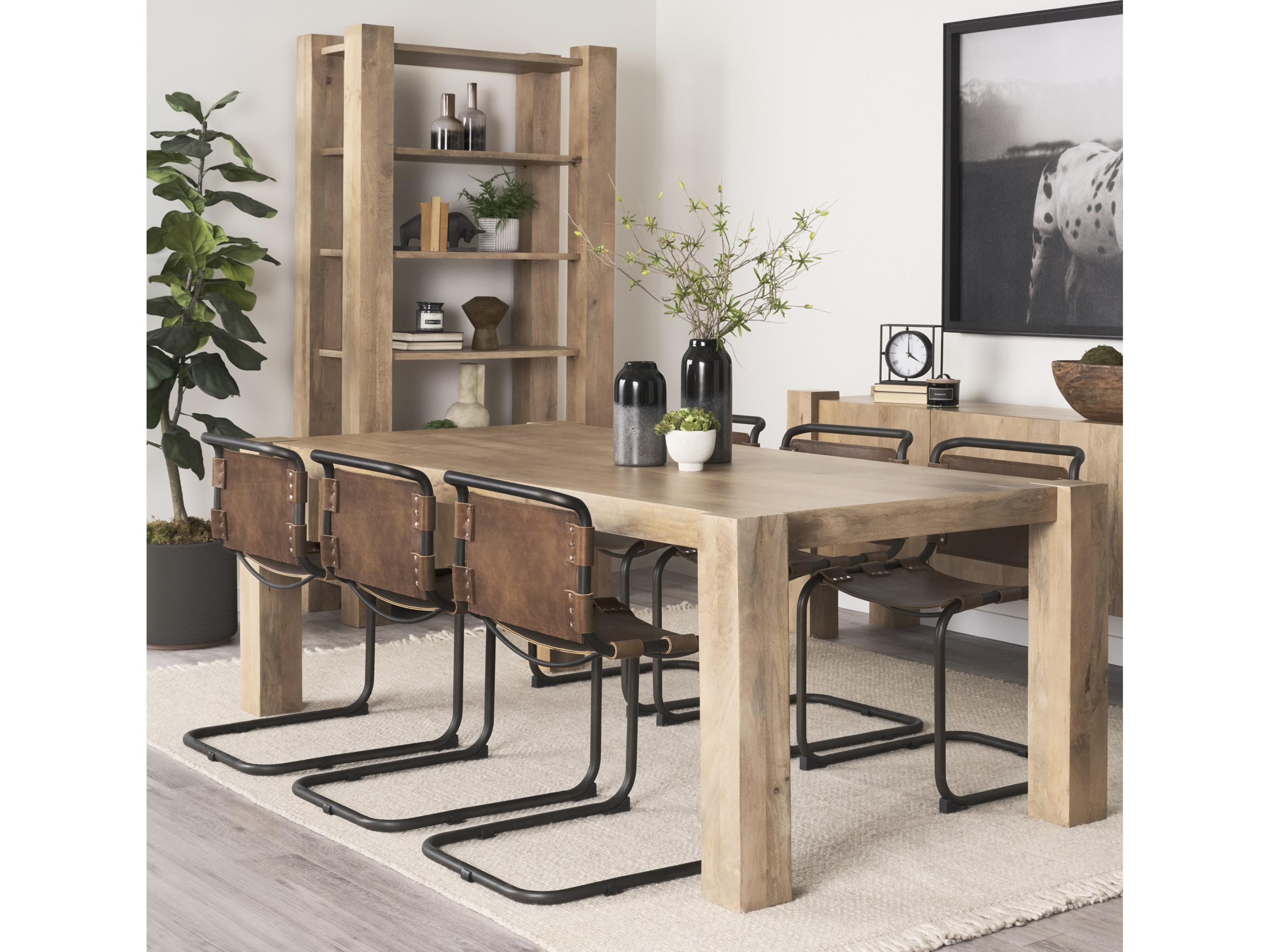 Mercana Berbick 33" Total Height Medium Brown Leather w/ Iron Frame Dining Chair