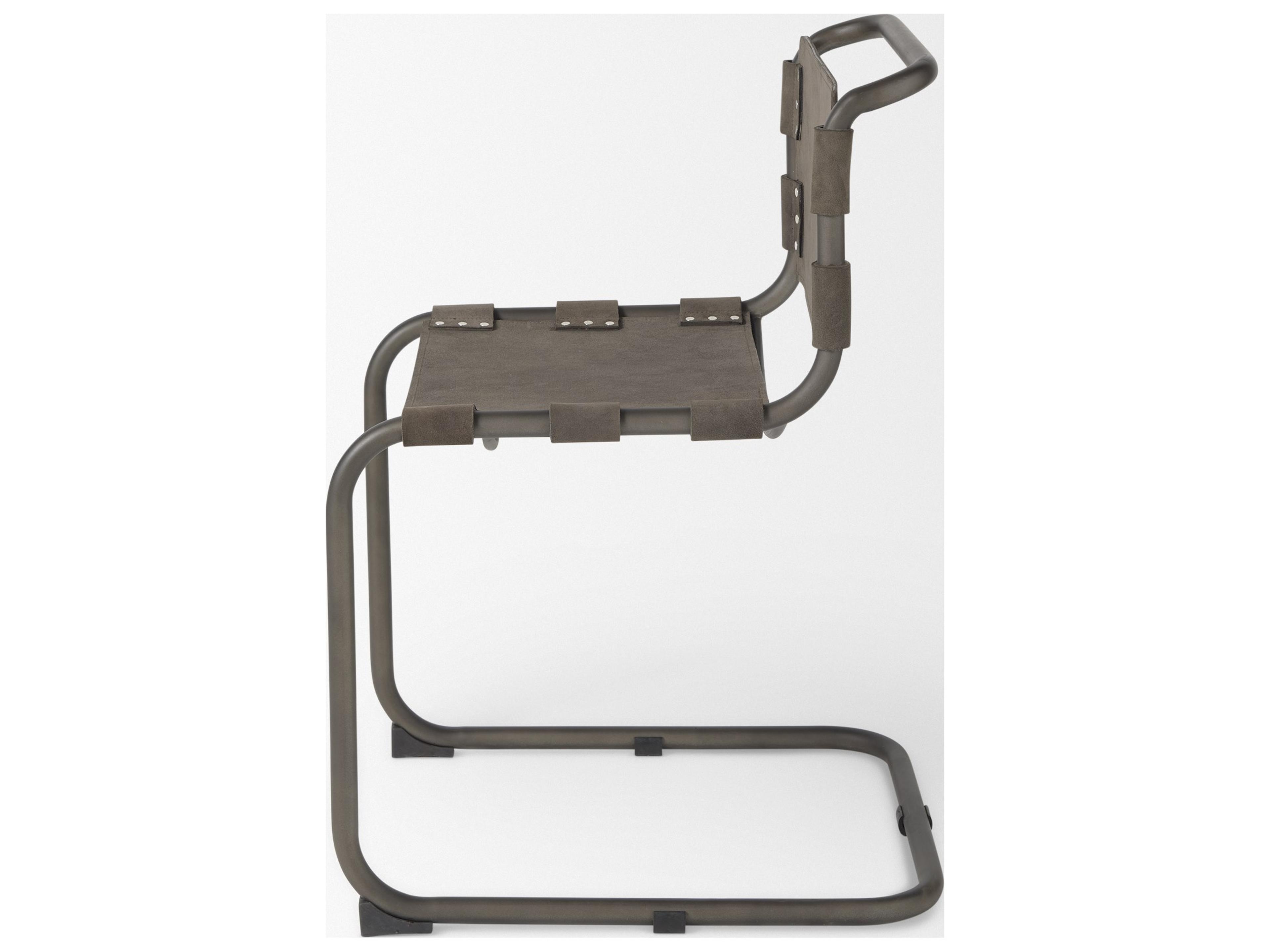 Mercana Berbick 33" Total Height Brown/Gray Suede w/ Iron Frame Dining Chair