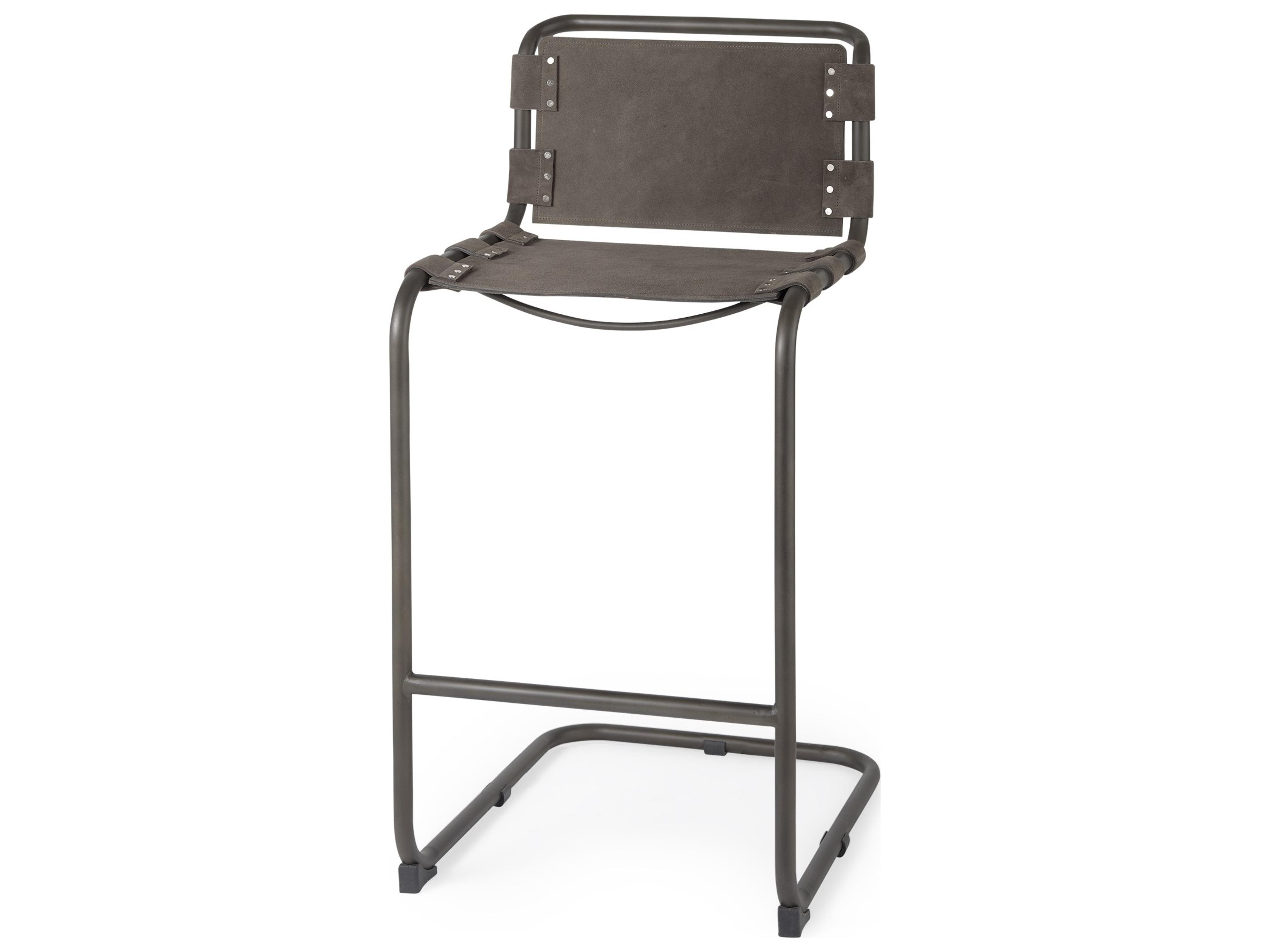 Berbick 43" Total Height Brown/Gray Suede w/ Iron Frame Bar Stool