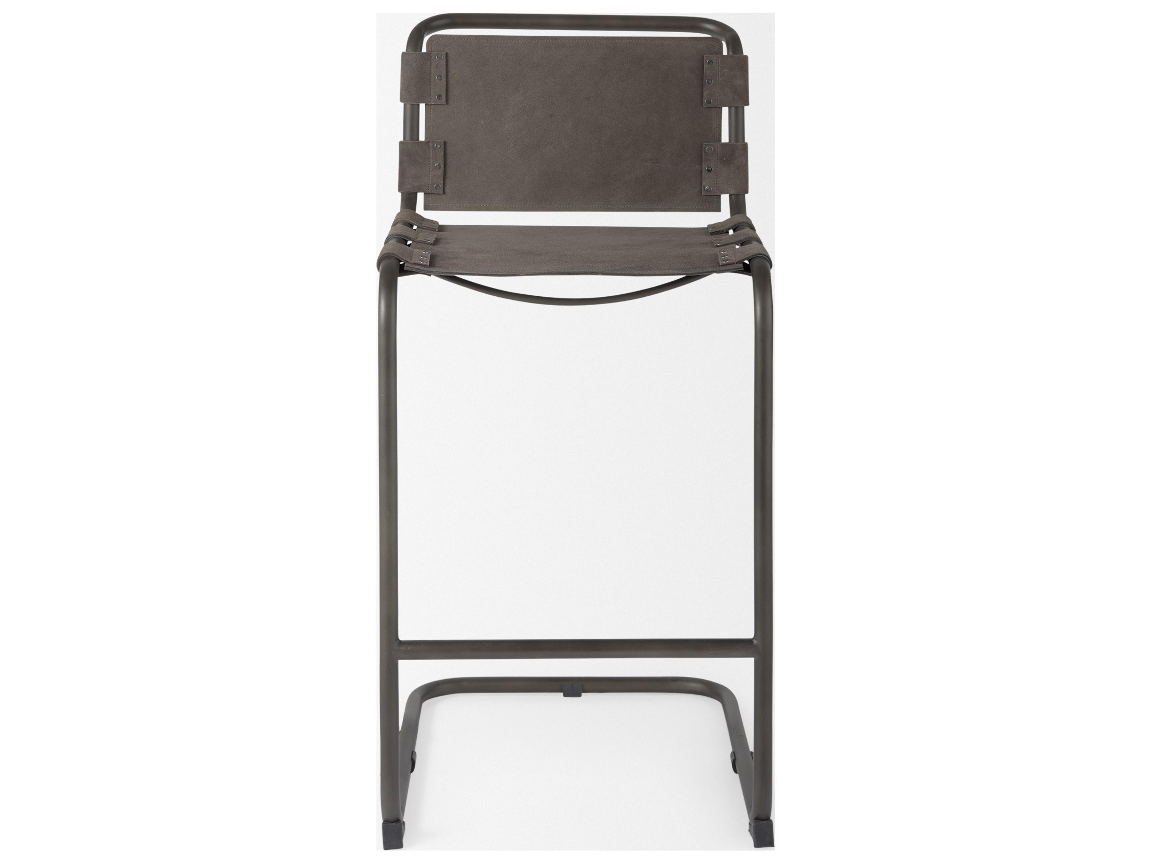 Mercana Berbick 43" Total Height Brown/Gray Suede w/ Iron Frame Bar Stool